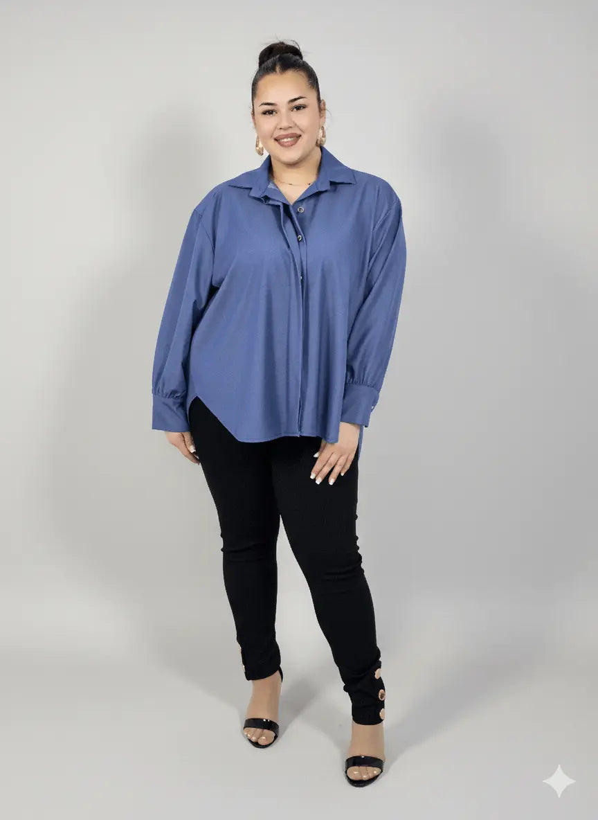 Koszula plus size damska klasyczna z kołnierzykiem – elegancka i wygodna Stylowa XL