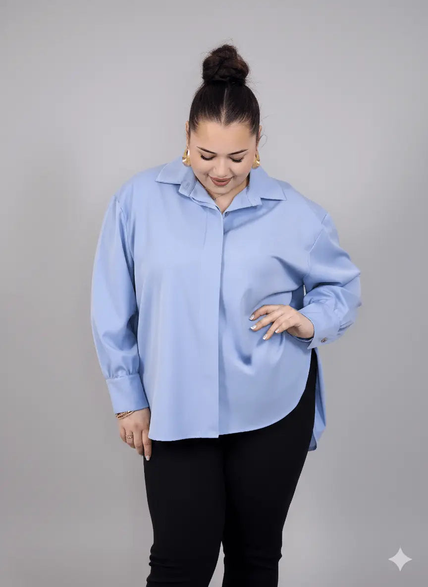 Koszula plus size damska klasyczna z kołnierzykiem – elegancka i wygodna Stylowa XL