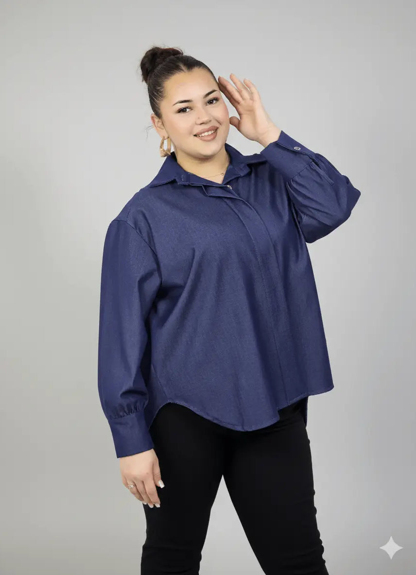 Koszula plus size damska klasyczna z kołnierzykiem – elegancka i wygodna Stylowa XL