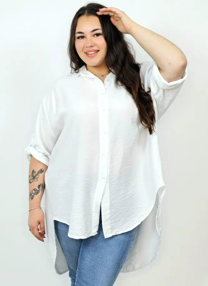 Koszula plus size oversize z wydłużonym tyłem – styl i komfort XXL Stylowa XL