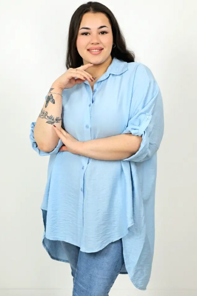Koszula plus size oversize z wydłużonym tyłem – styl i komfort XXL Stylowa XL