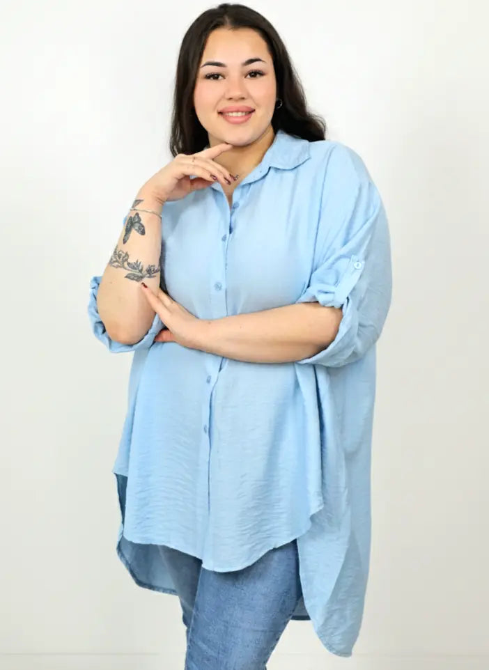 Koszula plus size oversize z wydłużonym tyłem – styl i komfort XXL Stylowa XL