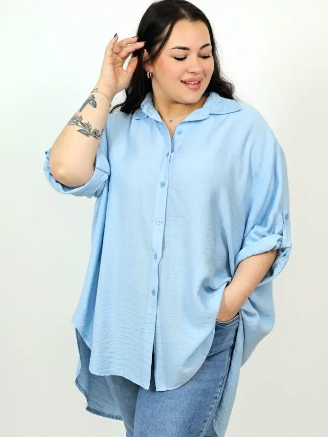 Koszula plus size oversize z wydłużonym tyłem – styl i komfort XXL Stylowa XL