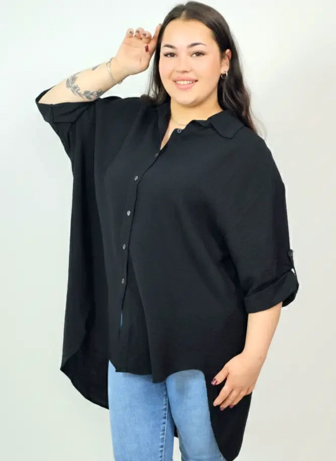 Koszula plus size oversize z wydłużonym tyłem – styl i komfort XXL Stylowa XL