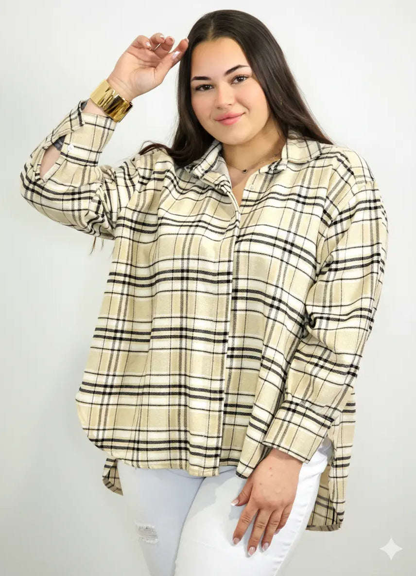 Koszula plus size w kratę – modna koszula damska XXL w stylu casual Stylowa XL