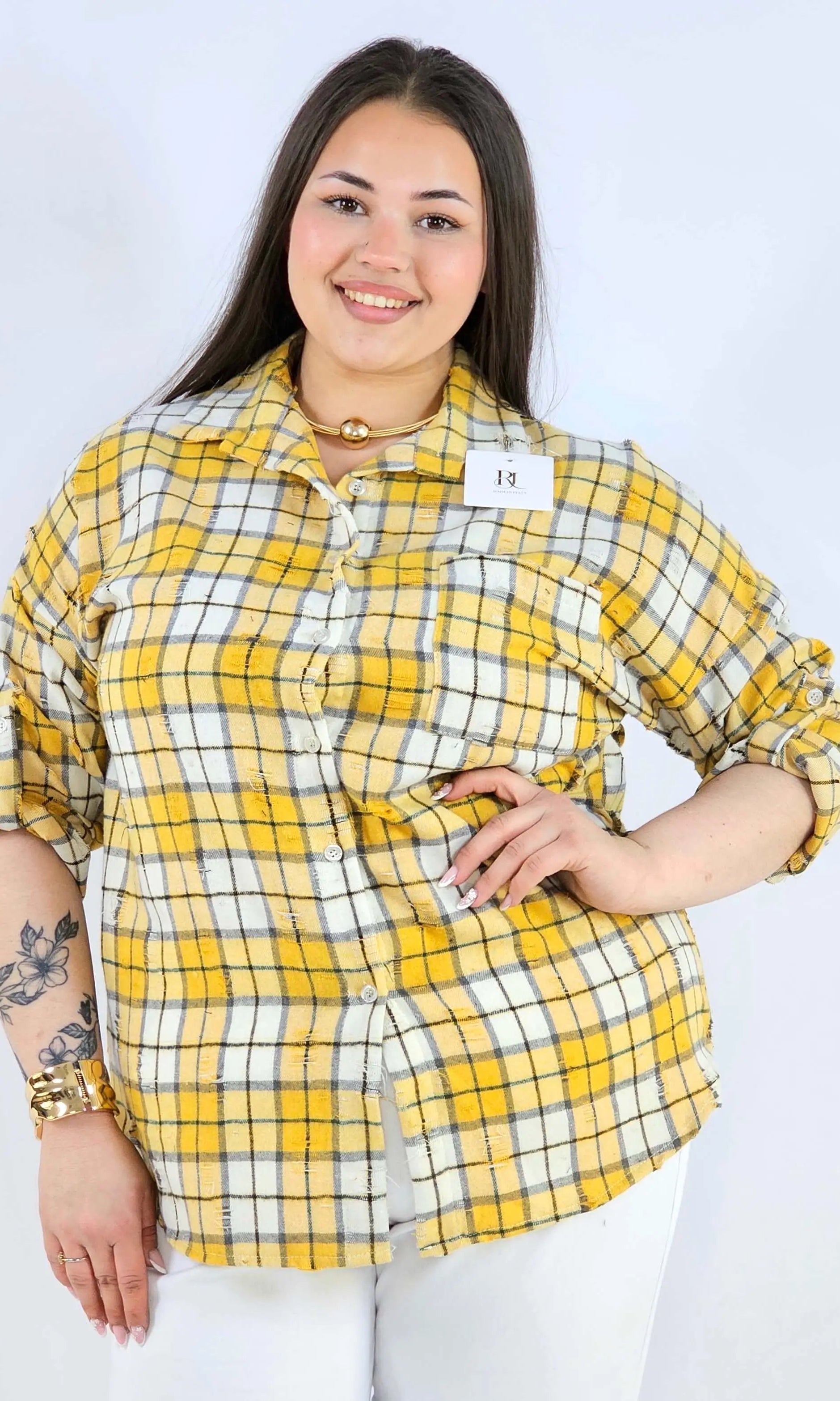 Koszula plus size w kratę oversize casual XXL Stylowa XL
