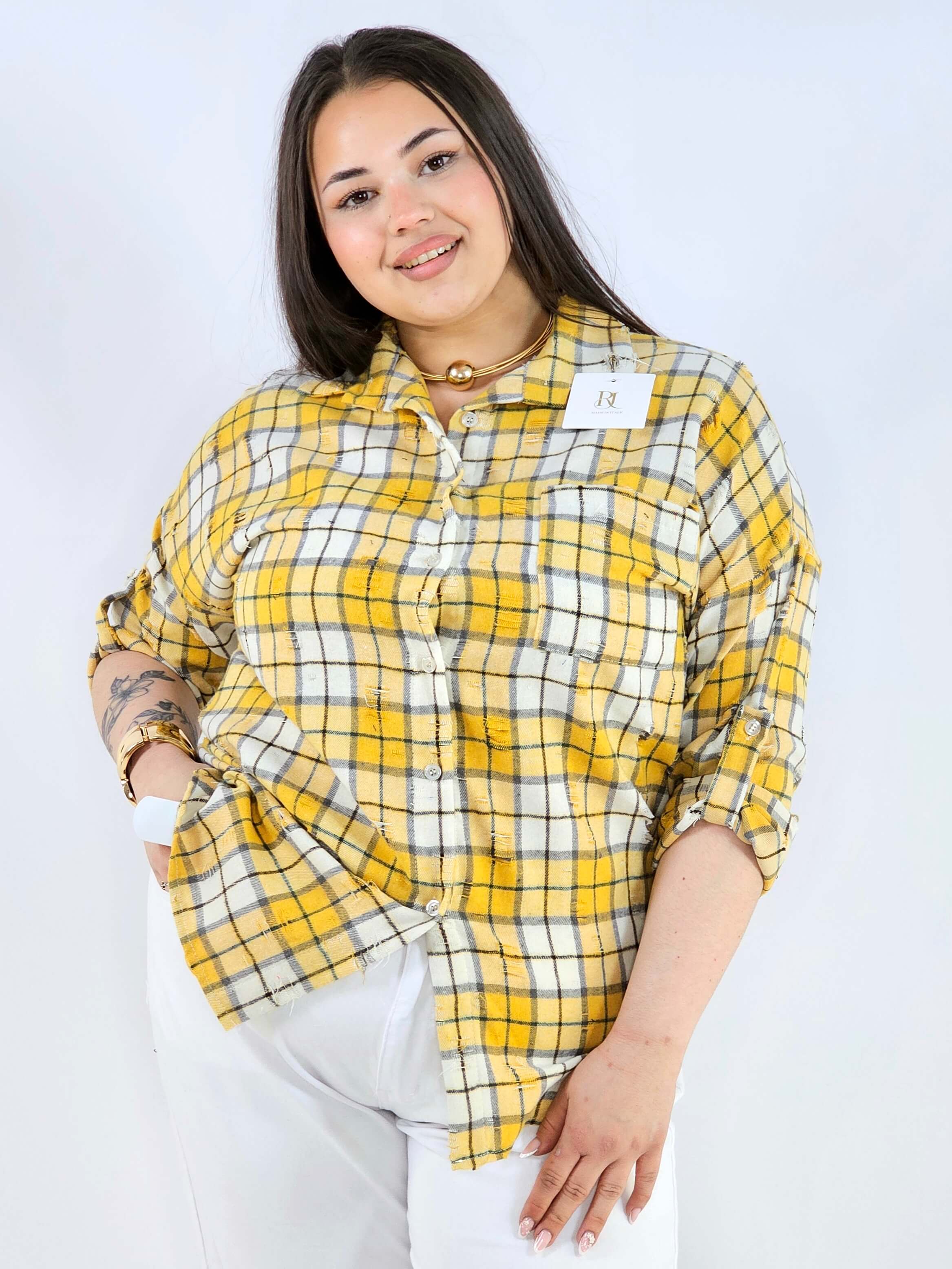 Koszula plus size w kratę oversize casual XXL Stylowa XL