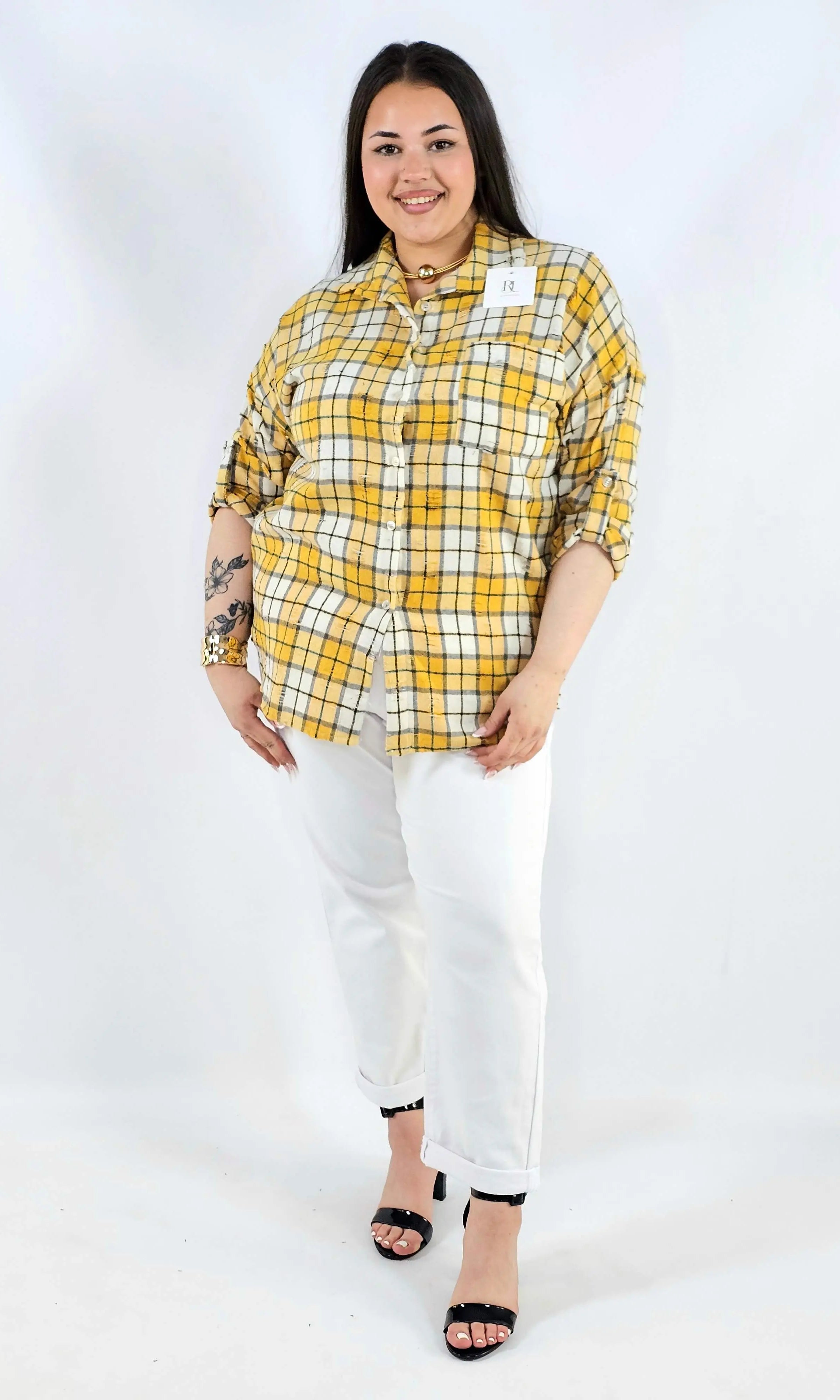 Koszula plus size w kratę oversize casual XXL Stylowa XL
