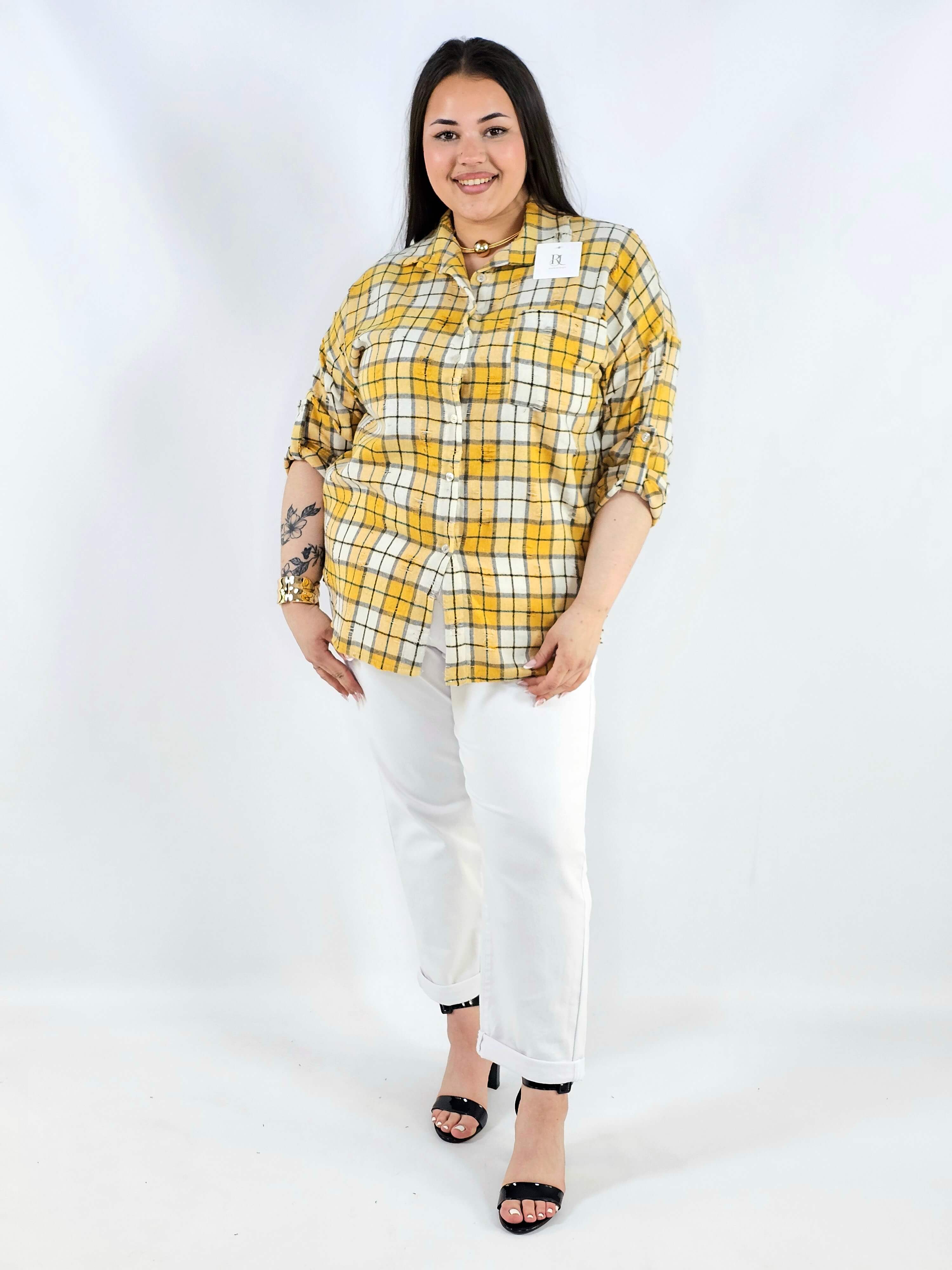 Koszula plus size w kratę oversize casual XXL Stylowa XL