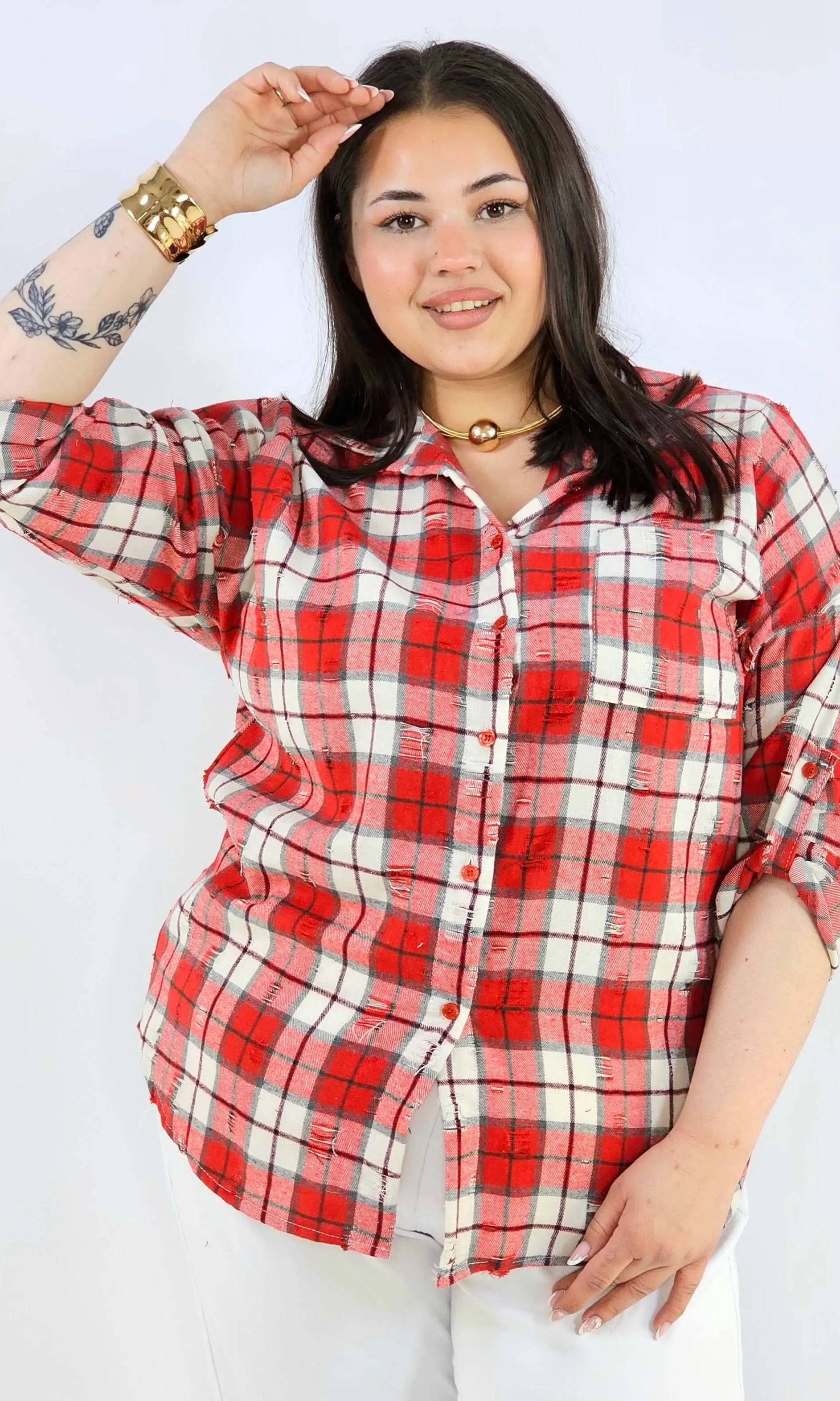 Koszula plus size w kratę oversize casual XXL Stylowa XL
