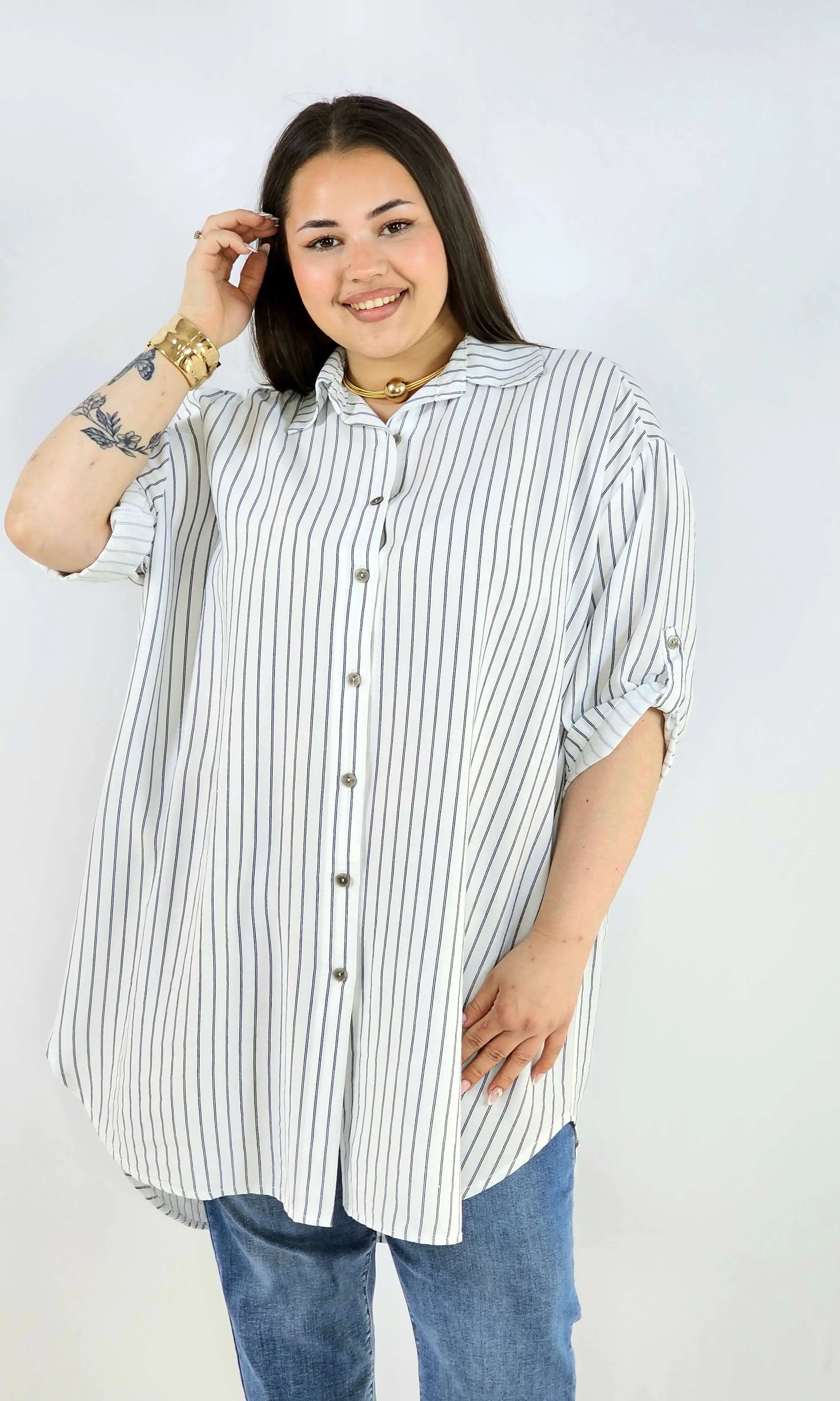 Koszula plus size w paski oversize lekka i przewiewna Stylowa XL