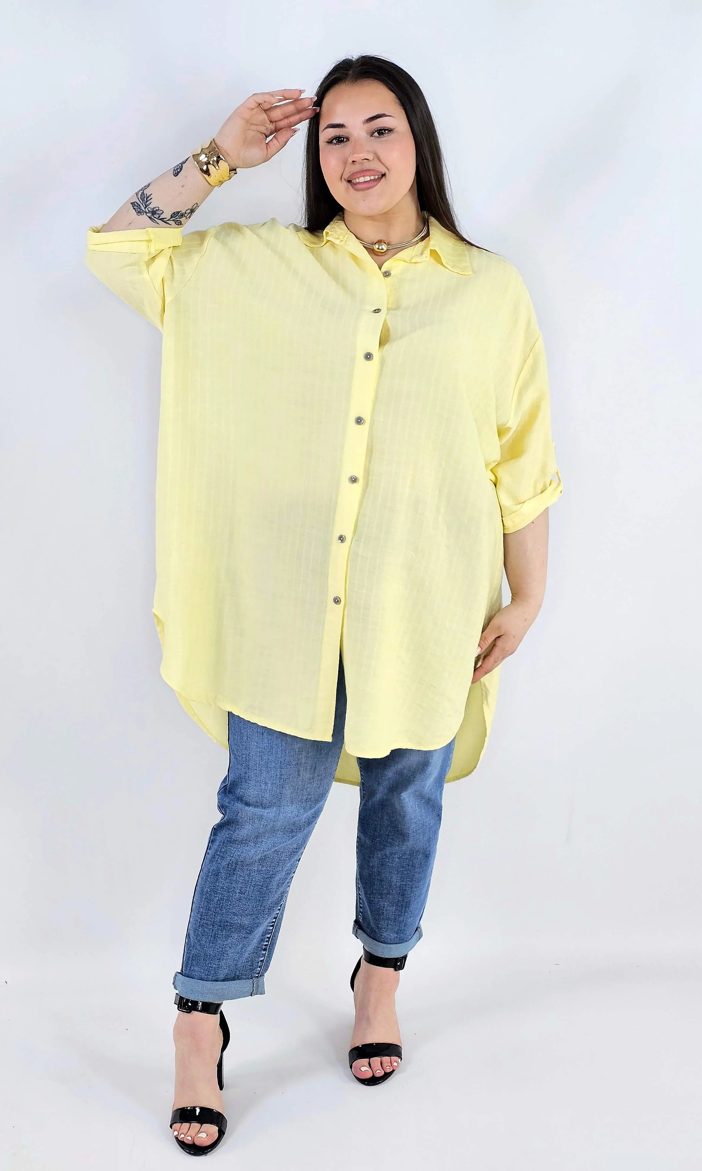 Koszula plus size w paski oversize lekka i przewiewna Stylowa XL