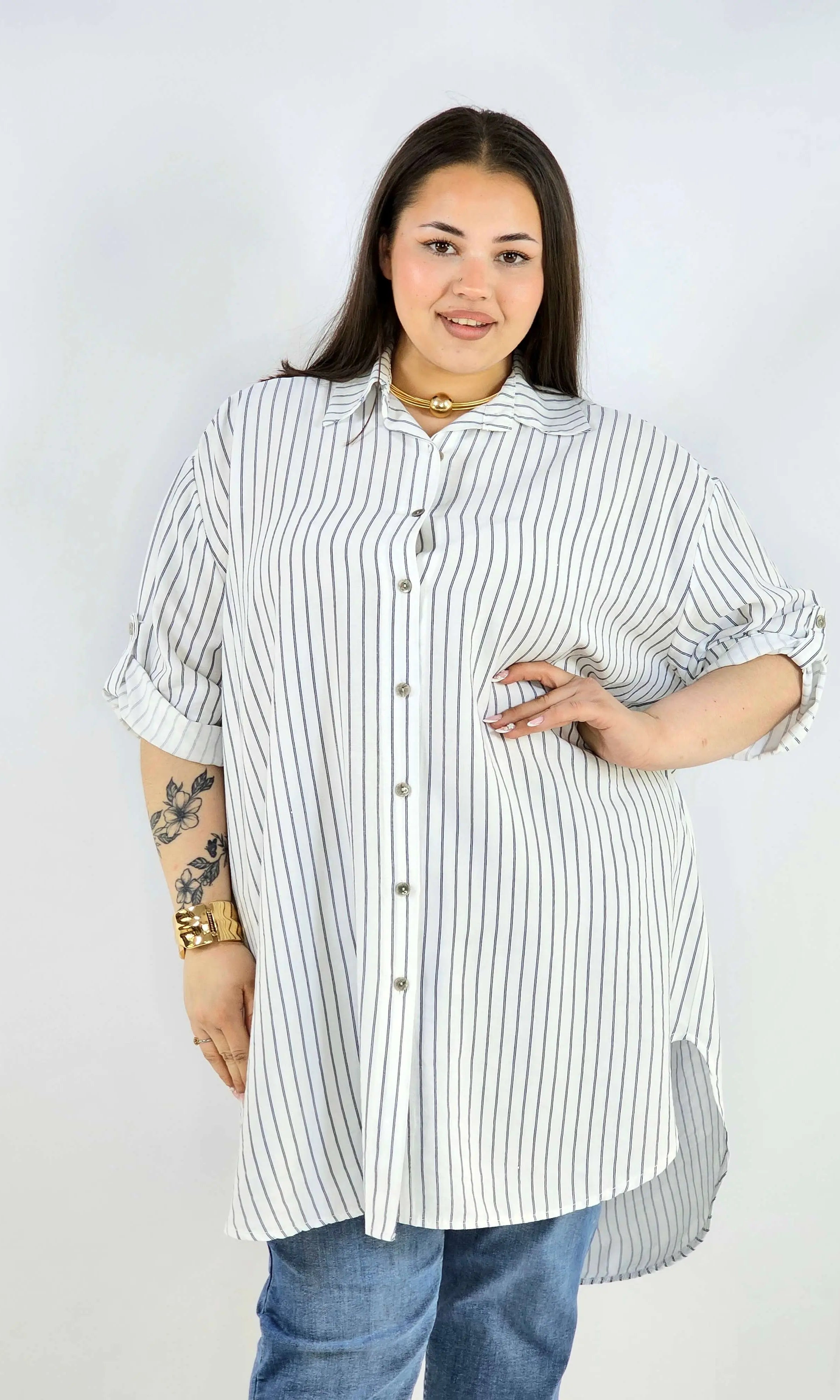 Koszula plus size w paski oversize lekka i przewiewna Stylowa XL