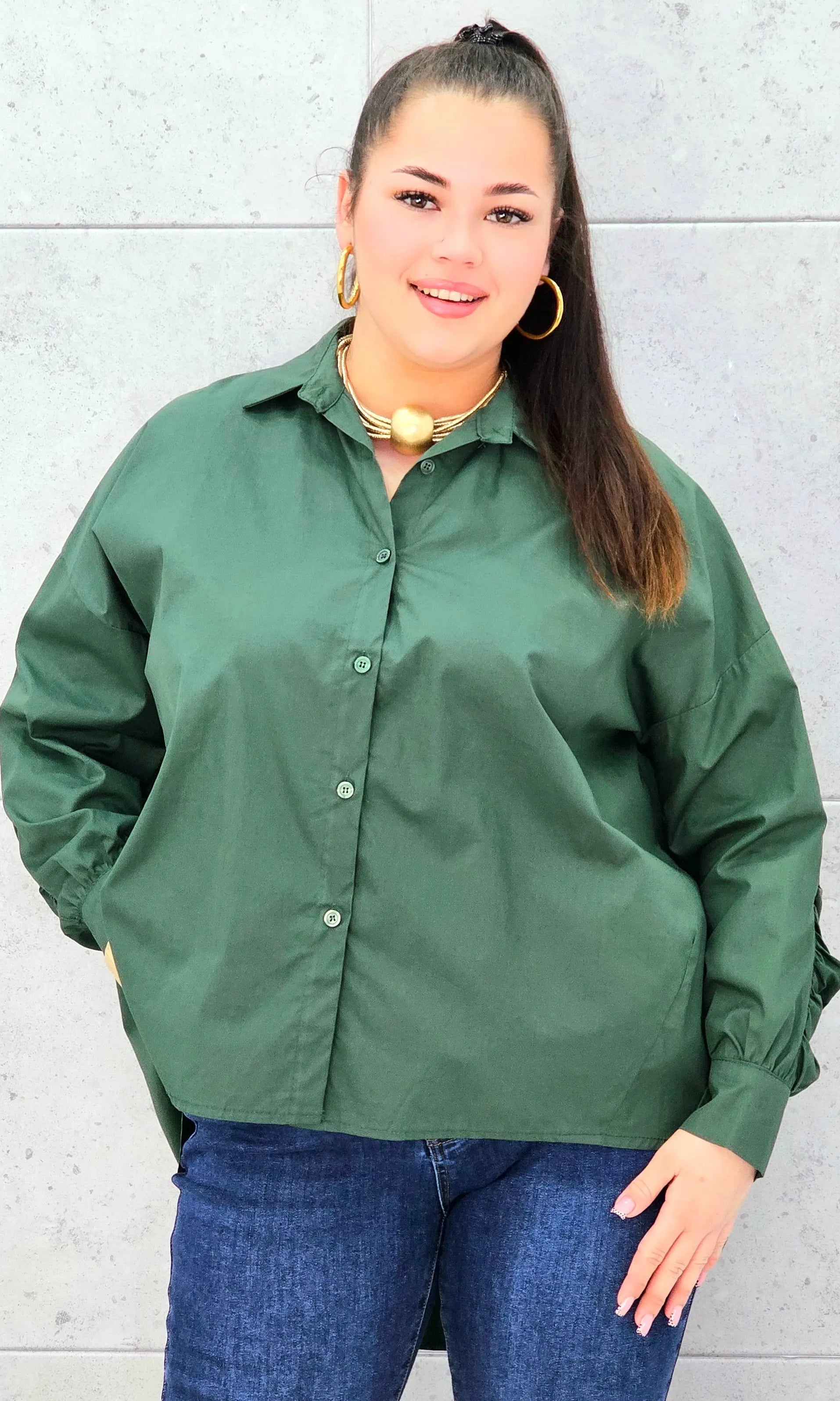 Koszula plus size z marszczonym rękawem – elegancja i komfort dla kobiet XXL Stylowa XL