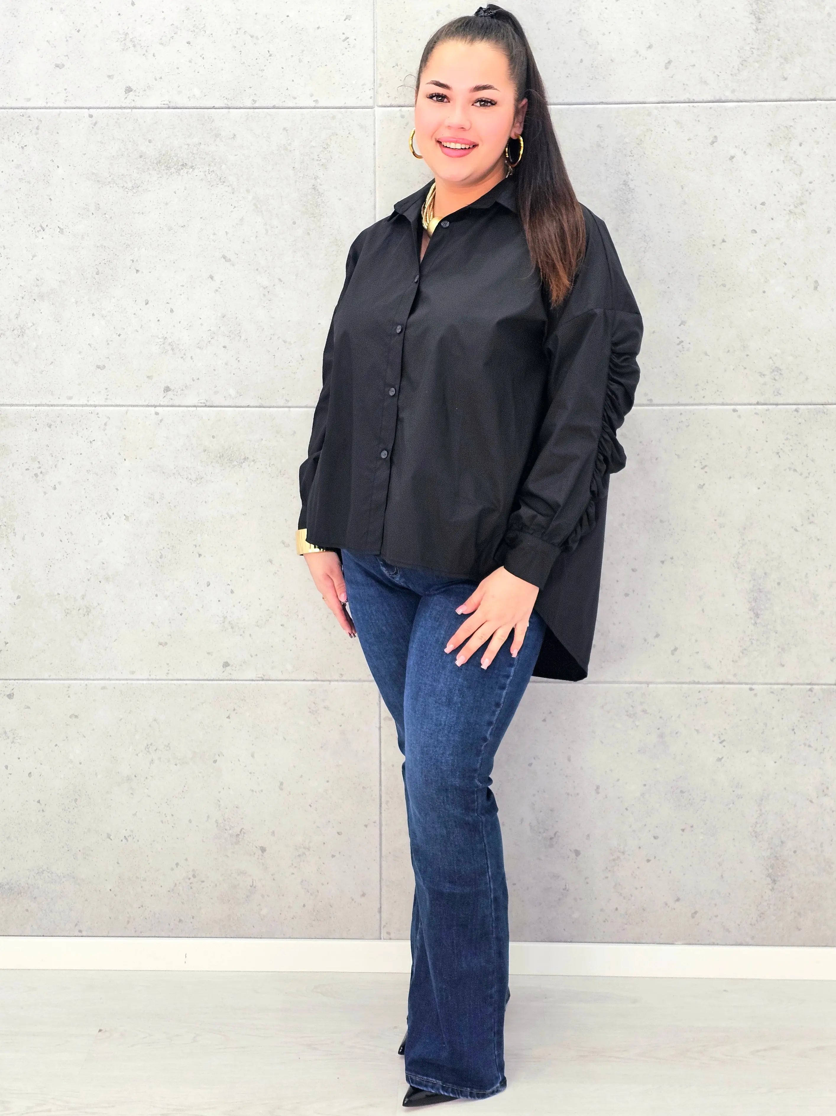 Koszula plus size z marszczonym rękawem – elegancja i komfort dla kobiet XXL Stylowa XL