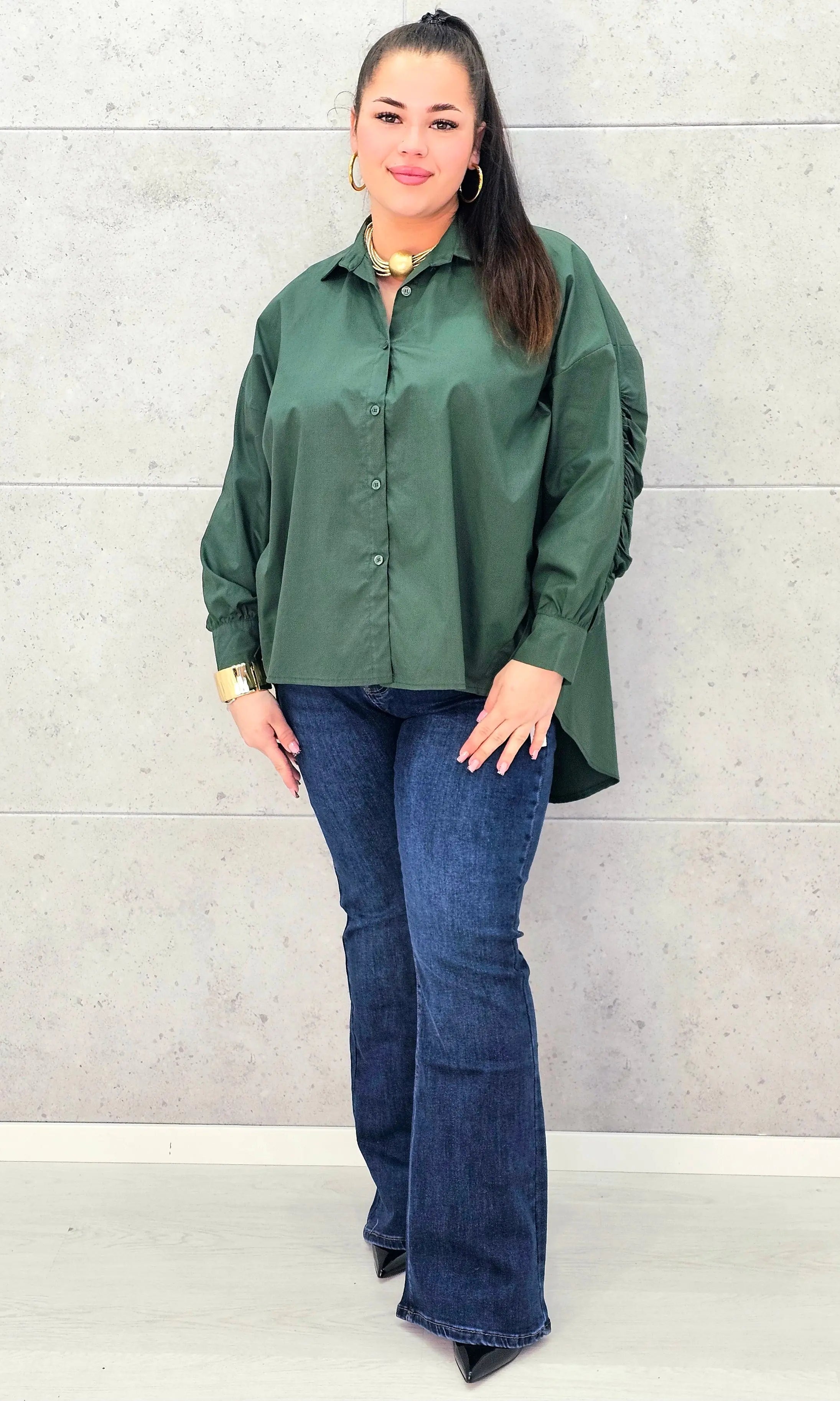 Koszula plus size z marszczonym rękawem – elegancja i komfort dla kobiet XXL Stylowa XL