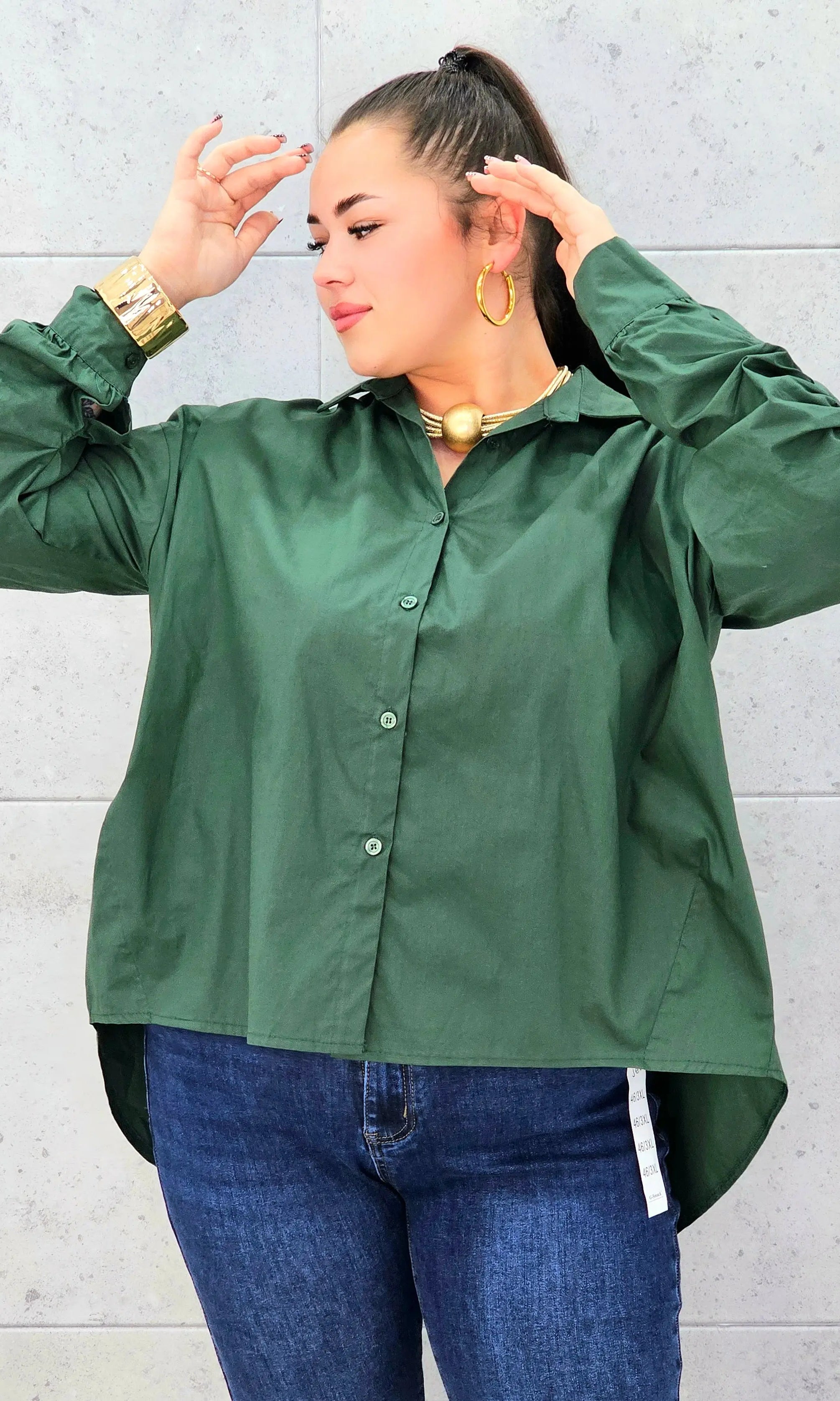 Koszula plus size z marszczonym rękawem – elegancja i komfort dla kobiet XXL Stylowa XL