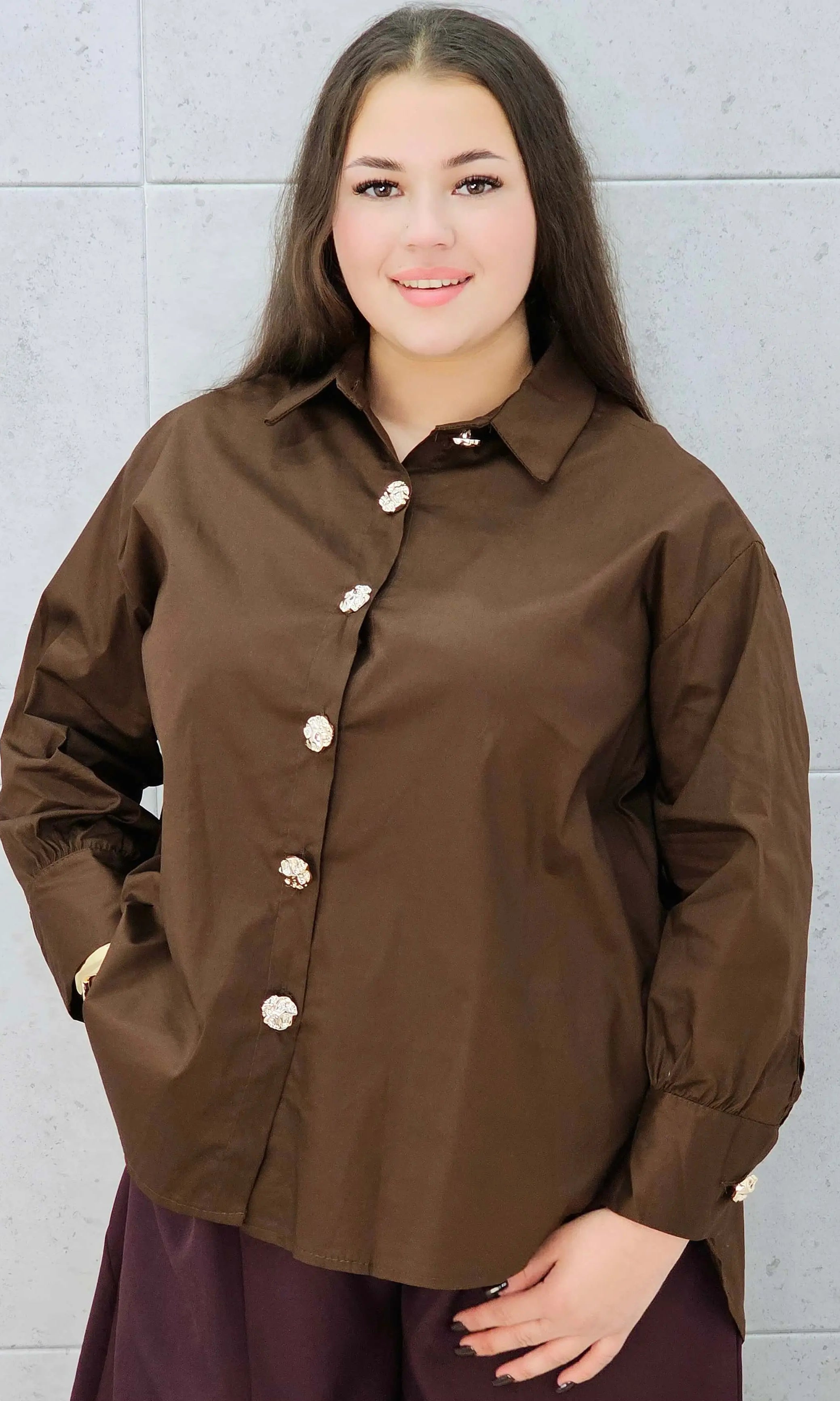 Koszula plus size z ozdobnymi guzikami Stylowa XL