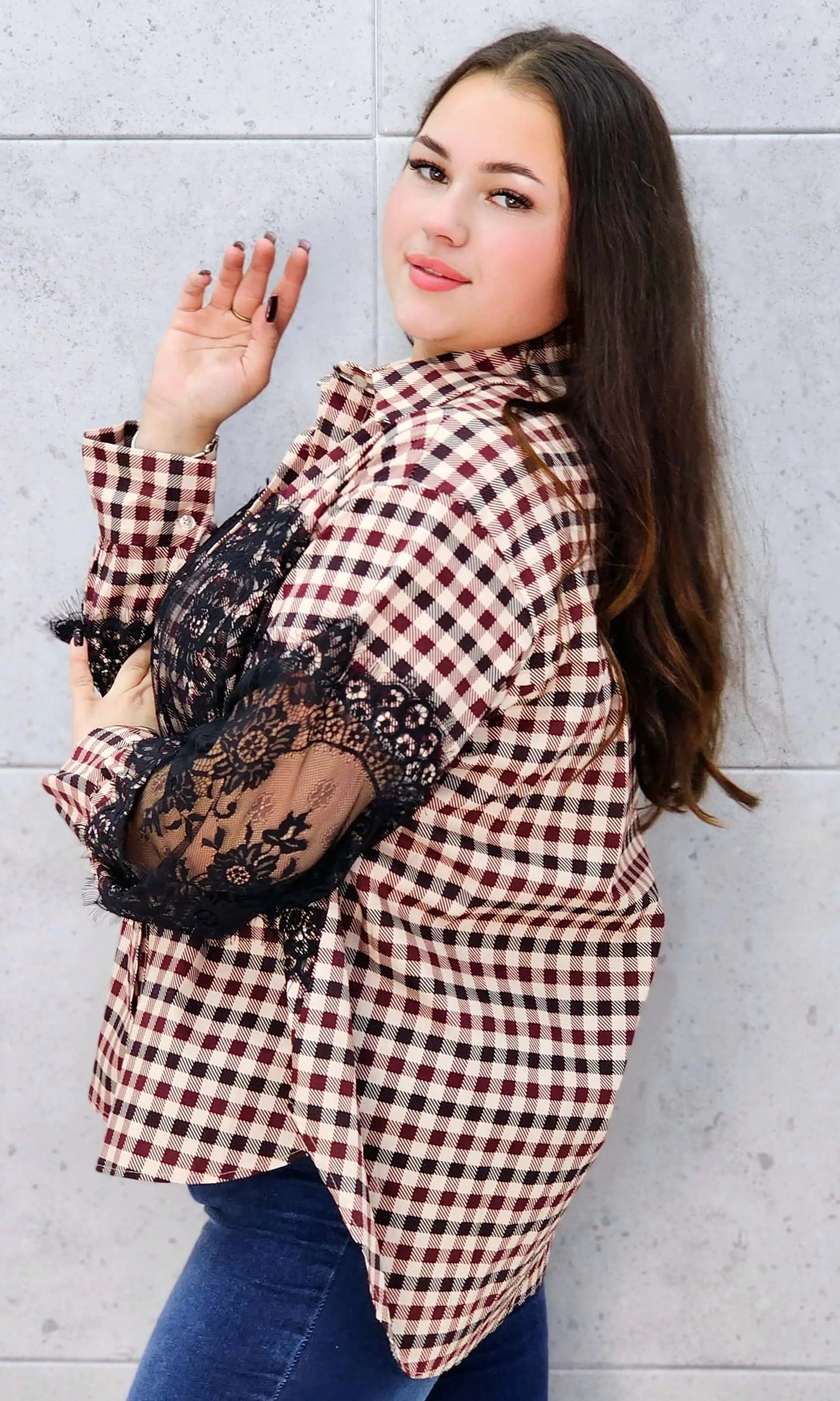 koszula w kratę XXL na święta i spotkania rodzinne bok