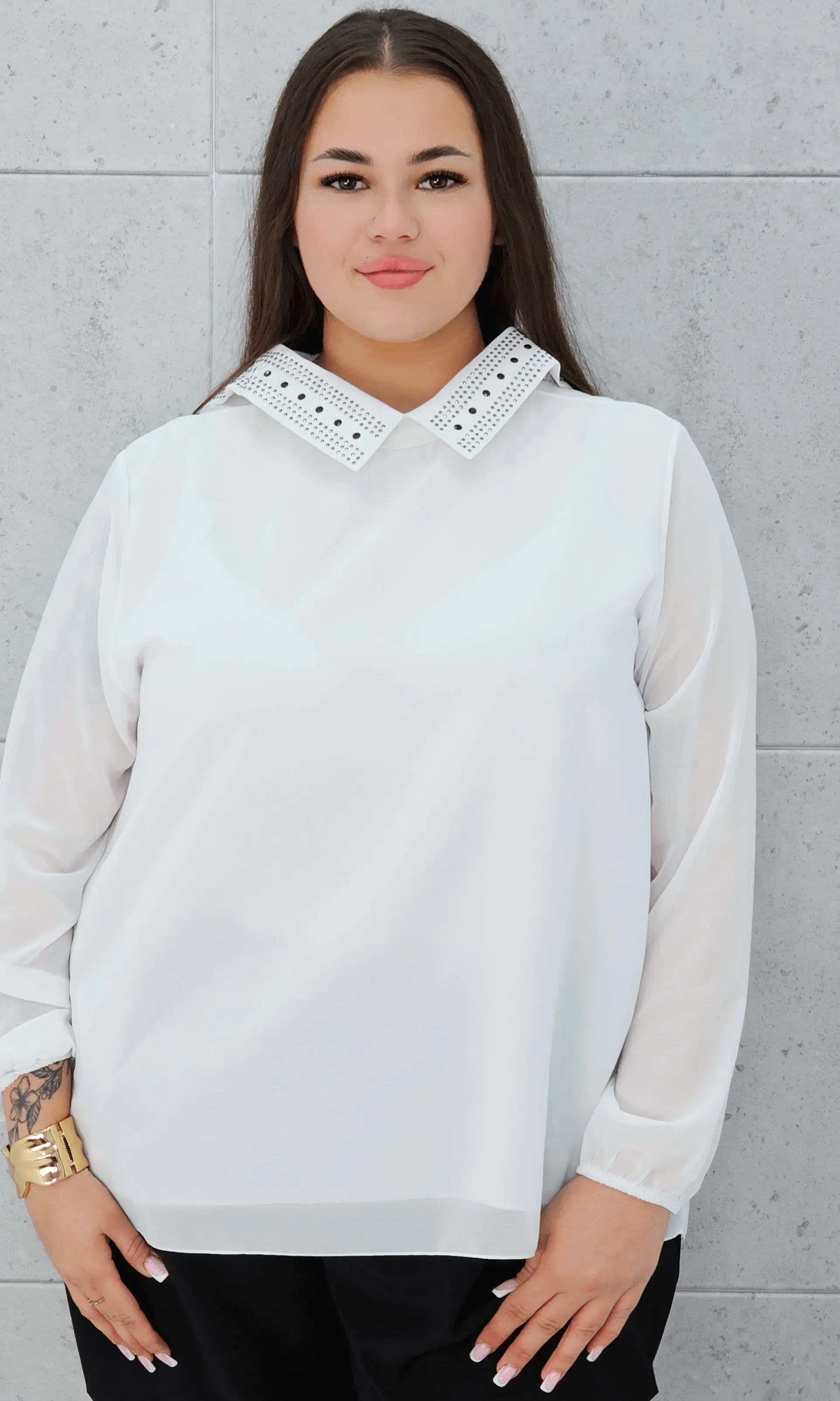 Koszula z Ozdobnym Kołnierzykiem – Elegancja i Styl Stylowa XL