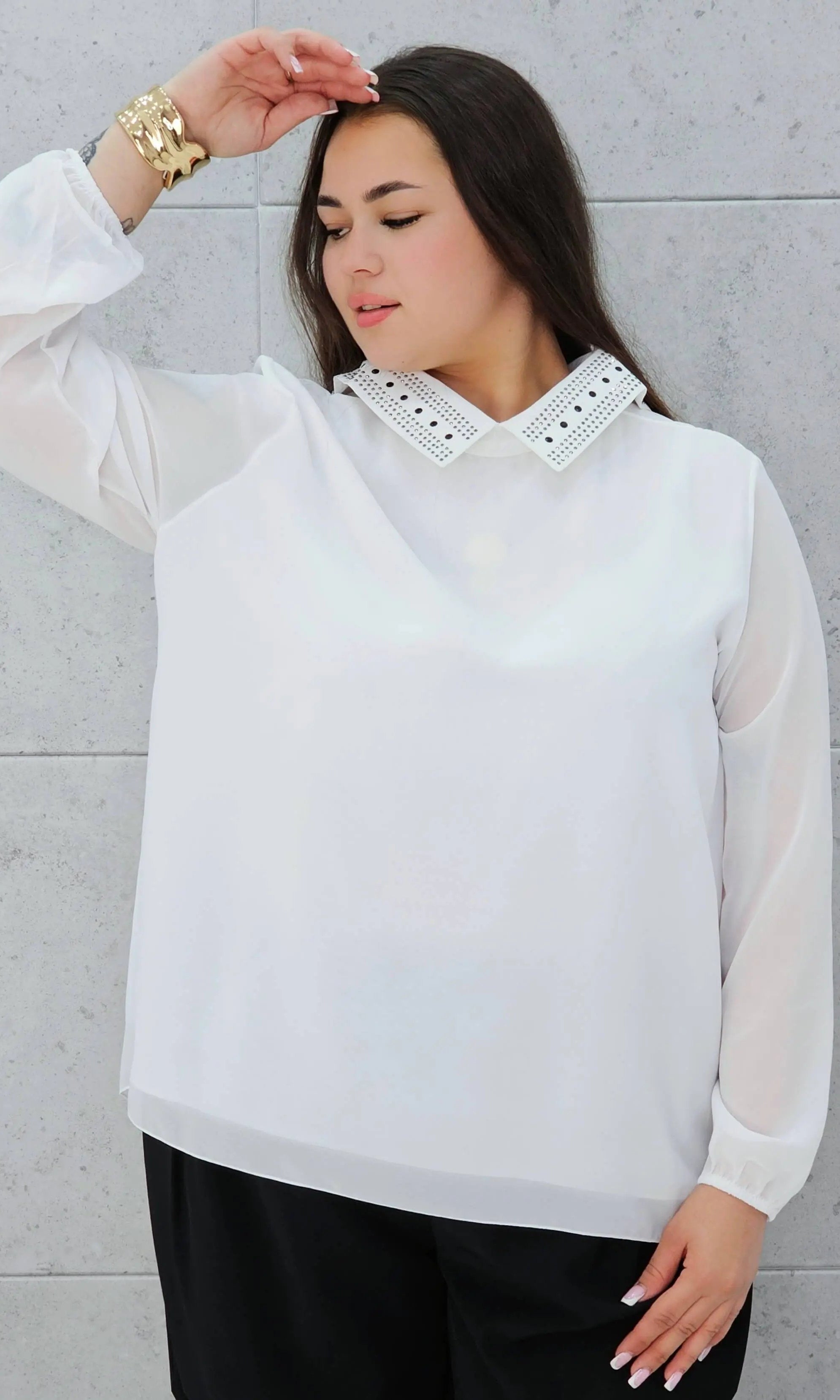 Koszula z Ozdobnym Kołnierzykiem – Elegancja i Styl Stylowa XL