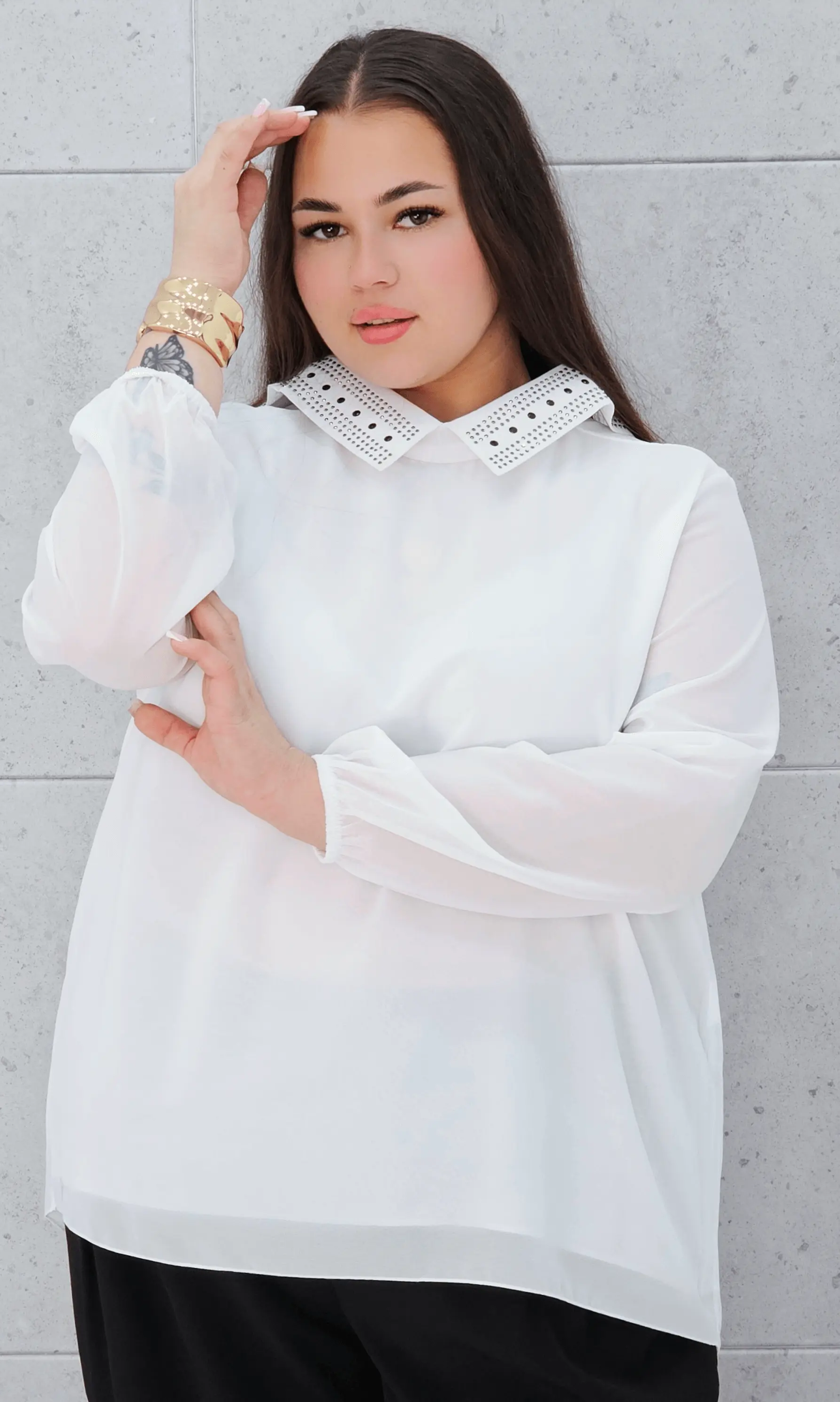 Koszula z Ozdobnym Kołnierzykiem – Elegancja i Styl Stylowa XL