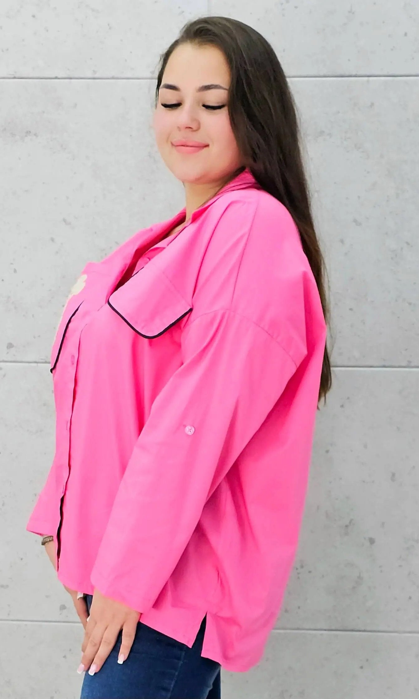 Koszula z kieszenią na przodzie z naszywaną MIKI Stylowa XL