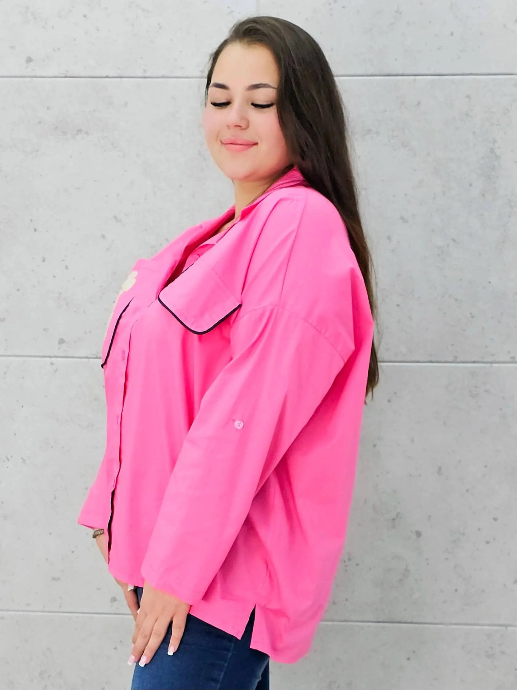 Koszula z kieszenią na przodzie z naszywaną MIKI Stylowa XL