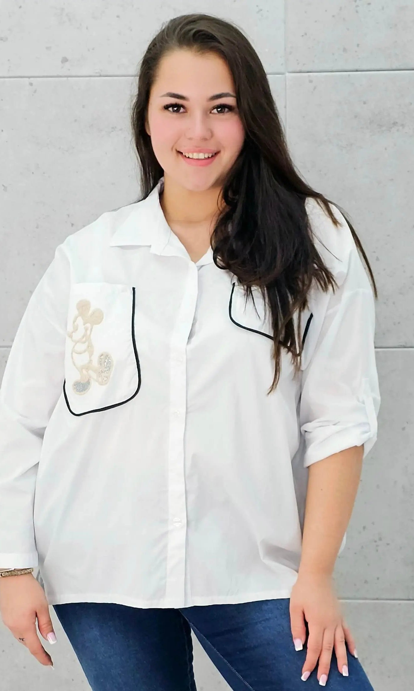 Koszula z kieszenią na przodzie z naszywaną MIKI Stylowa XL