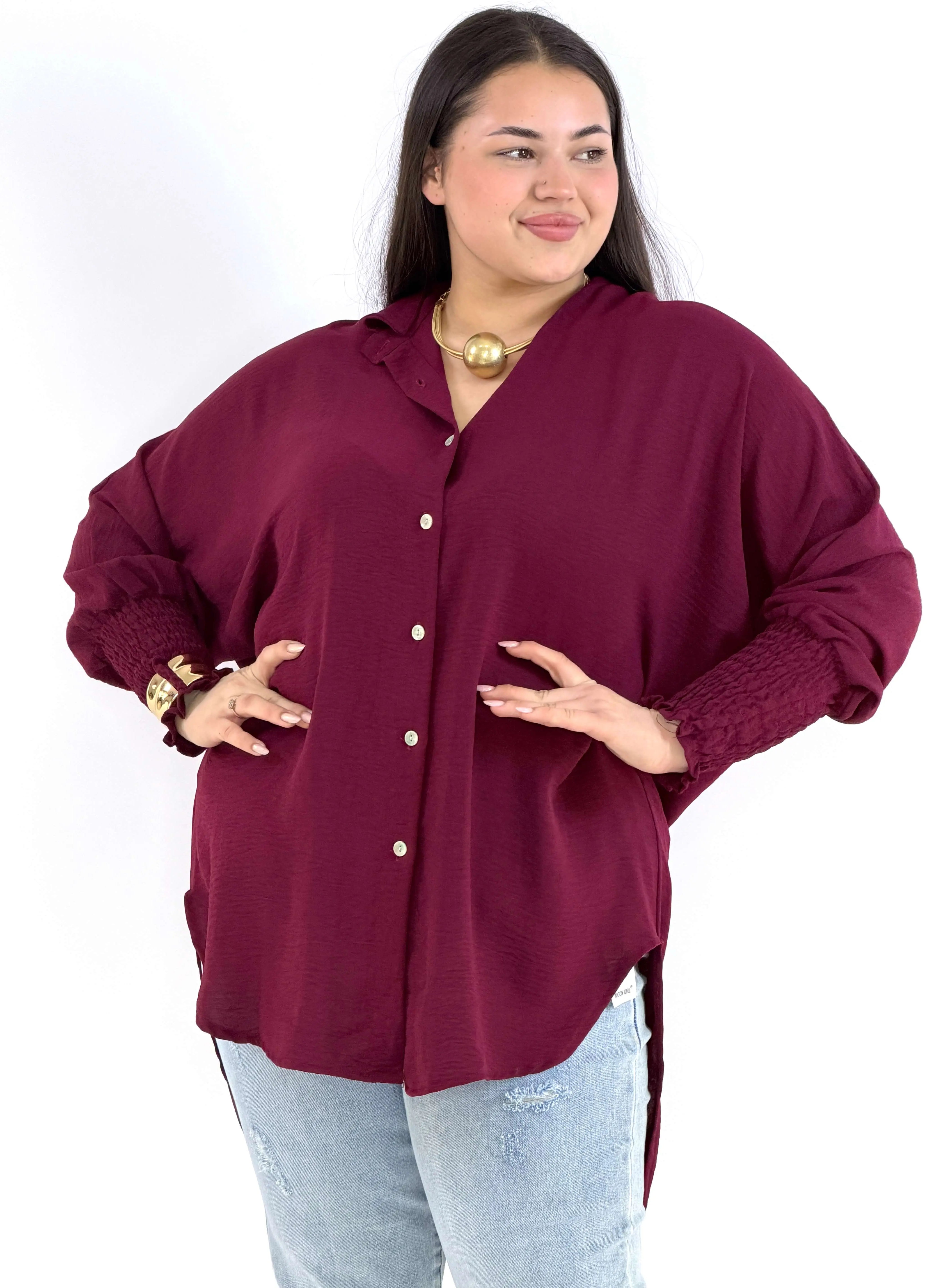 Koszulowa bluzka/tunika plus size ze ściągaczami –| Stylowa XL Stylowa XL