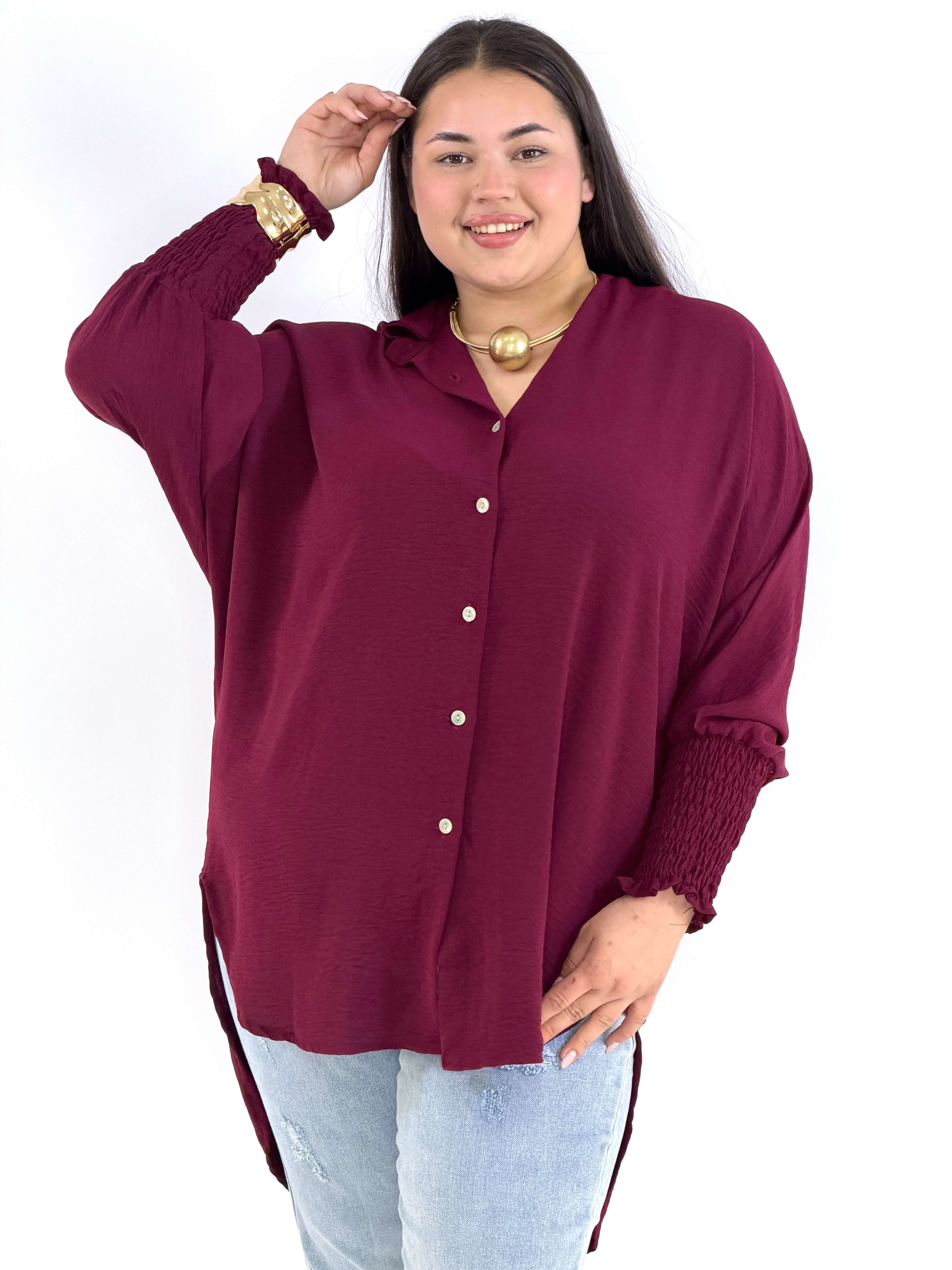 Koszulowa bluzka/tunika plus size ze ściągaczami –| Stylowa XL Stylowa XL