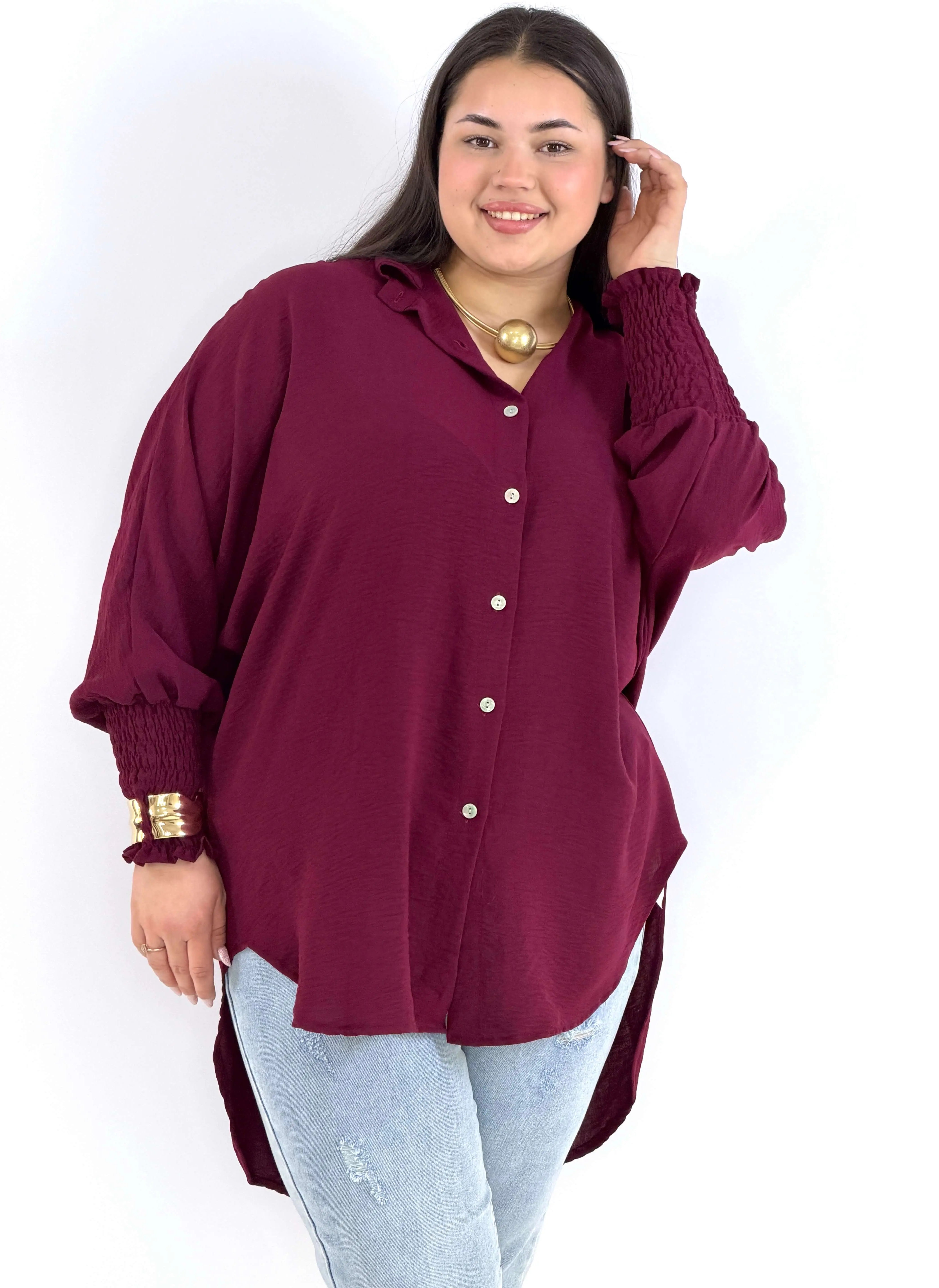 Koszulowa bluzka/tunika plus size ze ściągaczami –| Stylowa XL Stylowa XL