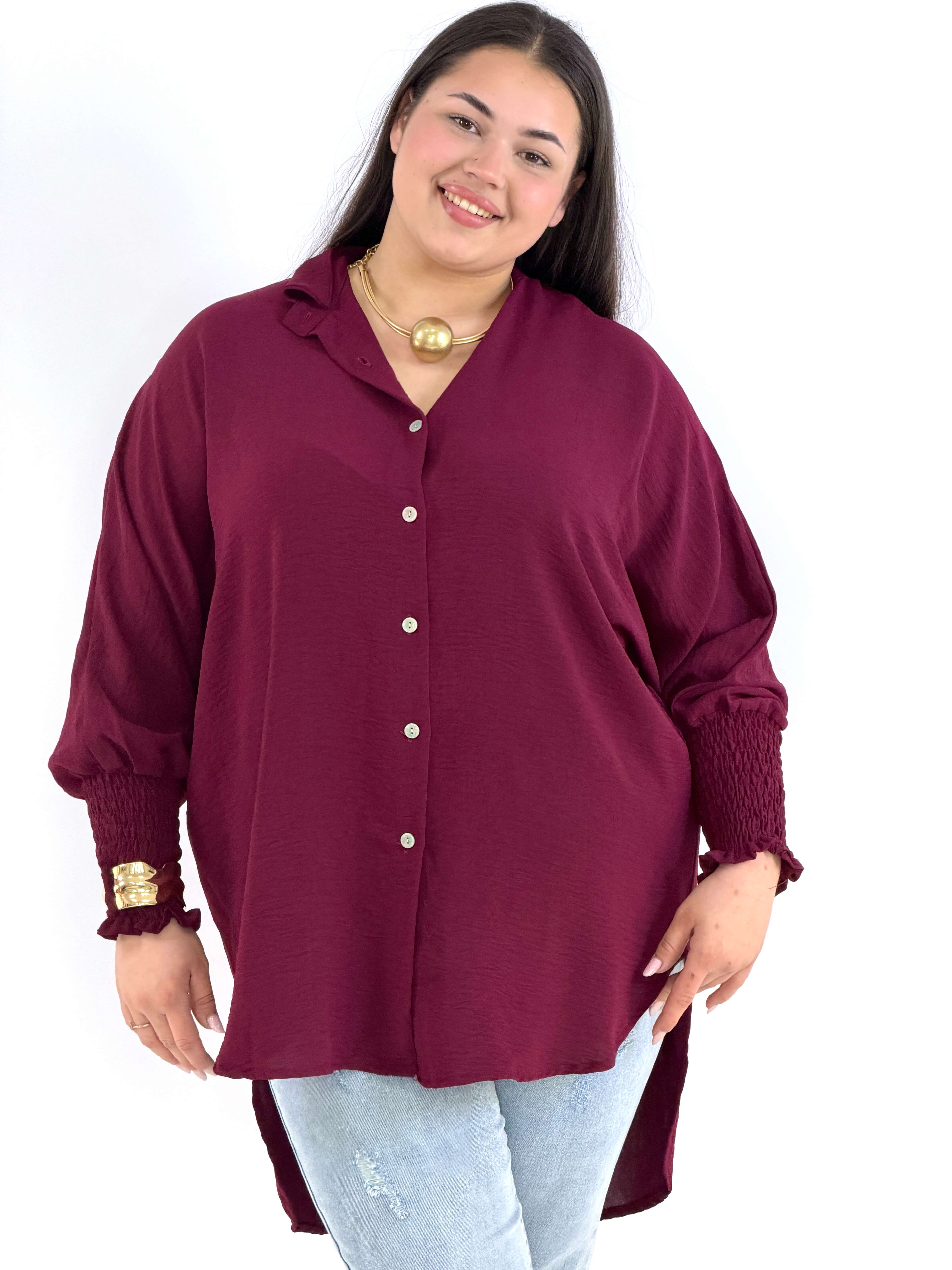 Koszulowa bluzka/tunika plus size ze ściągaczami –| Stylowa XL Stylowa XL