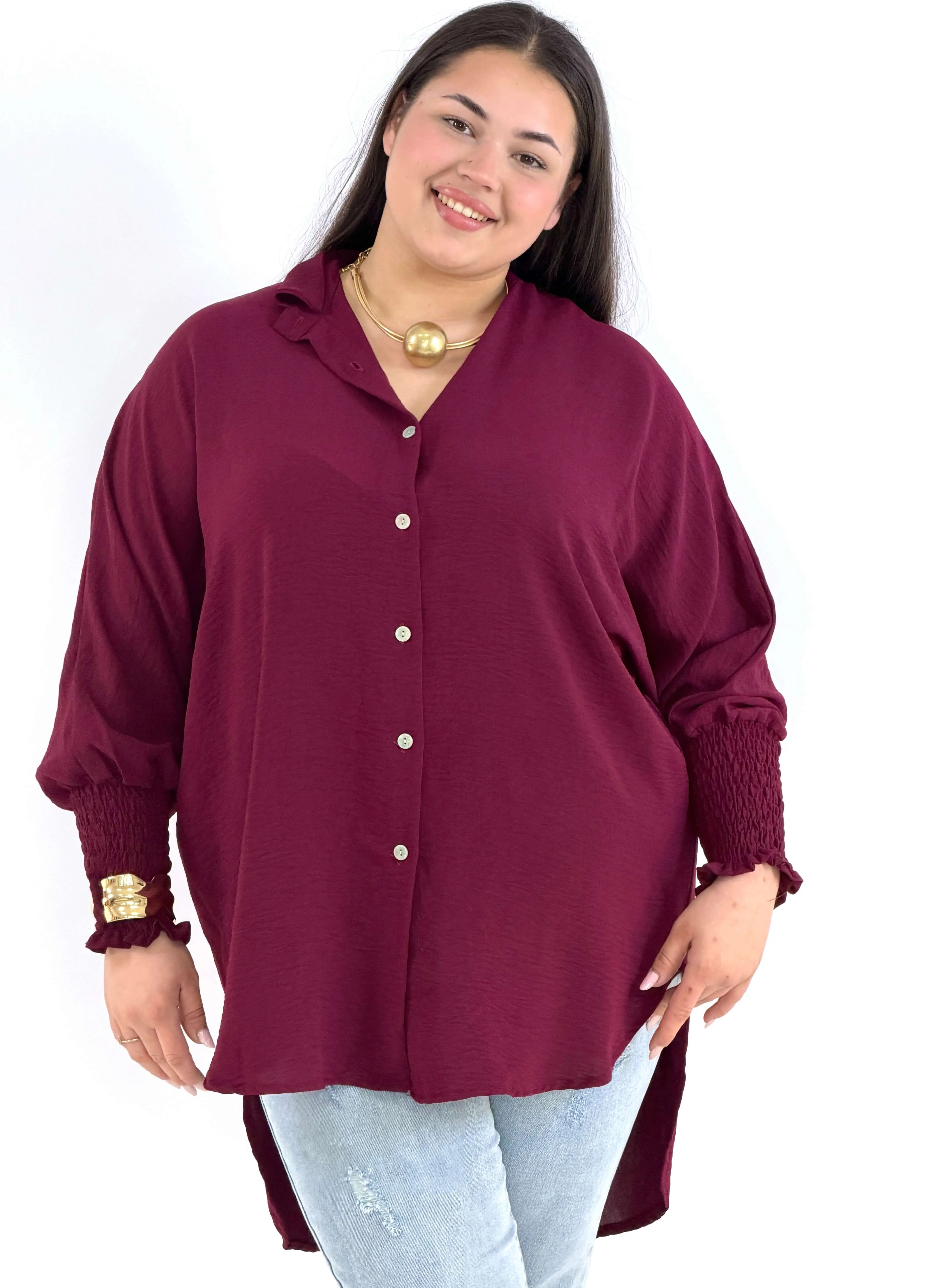 Koszulowa bluzka/tunika plus size ze ściągaczami –| Stylowa XL Stylowa XL