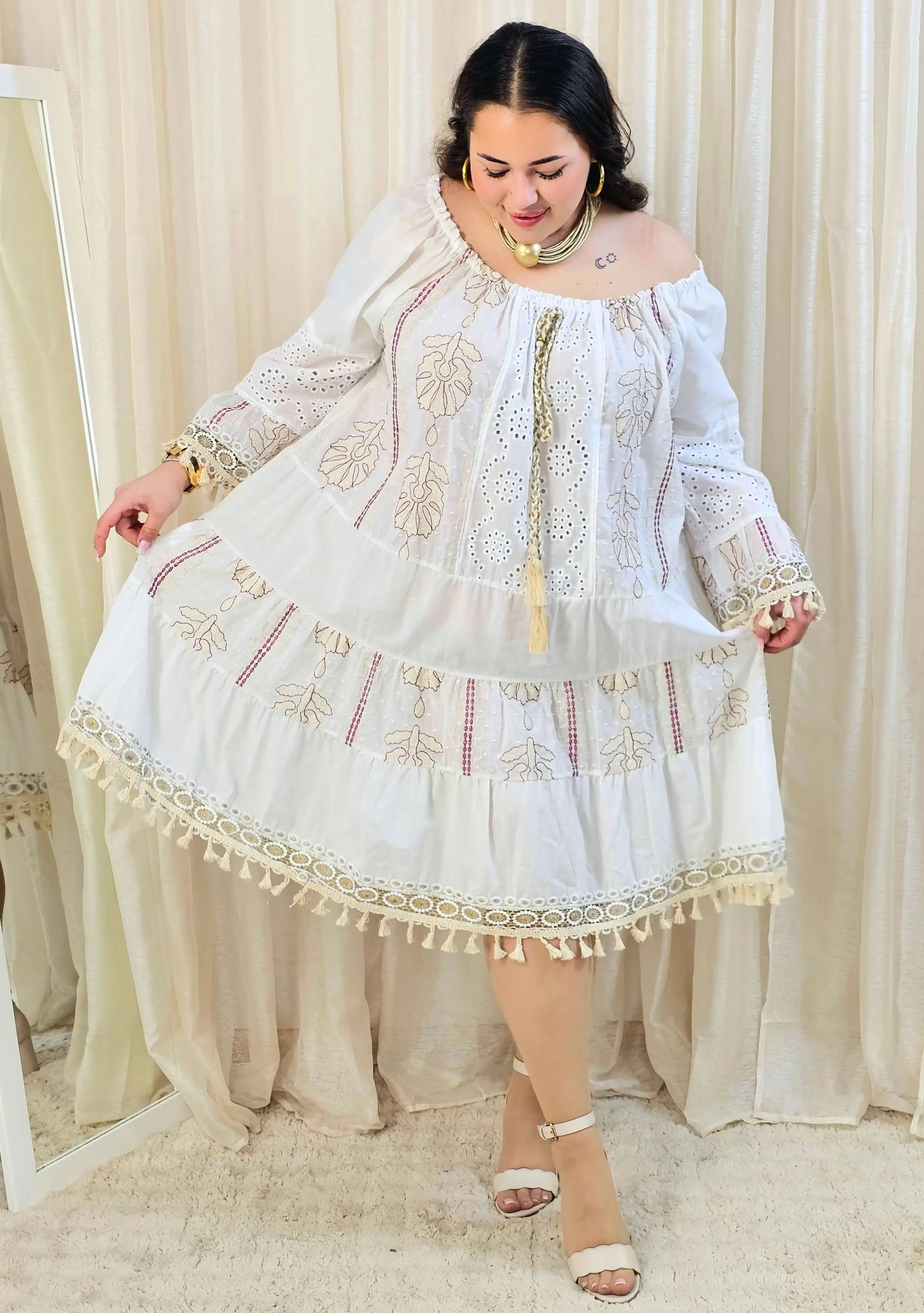 Krótka bawełniana sukienka w stylu boho Stylowa XL