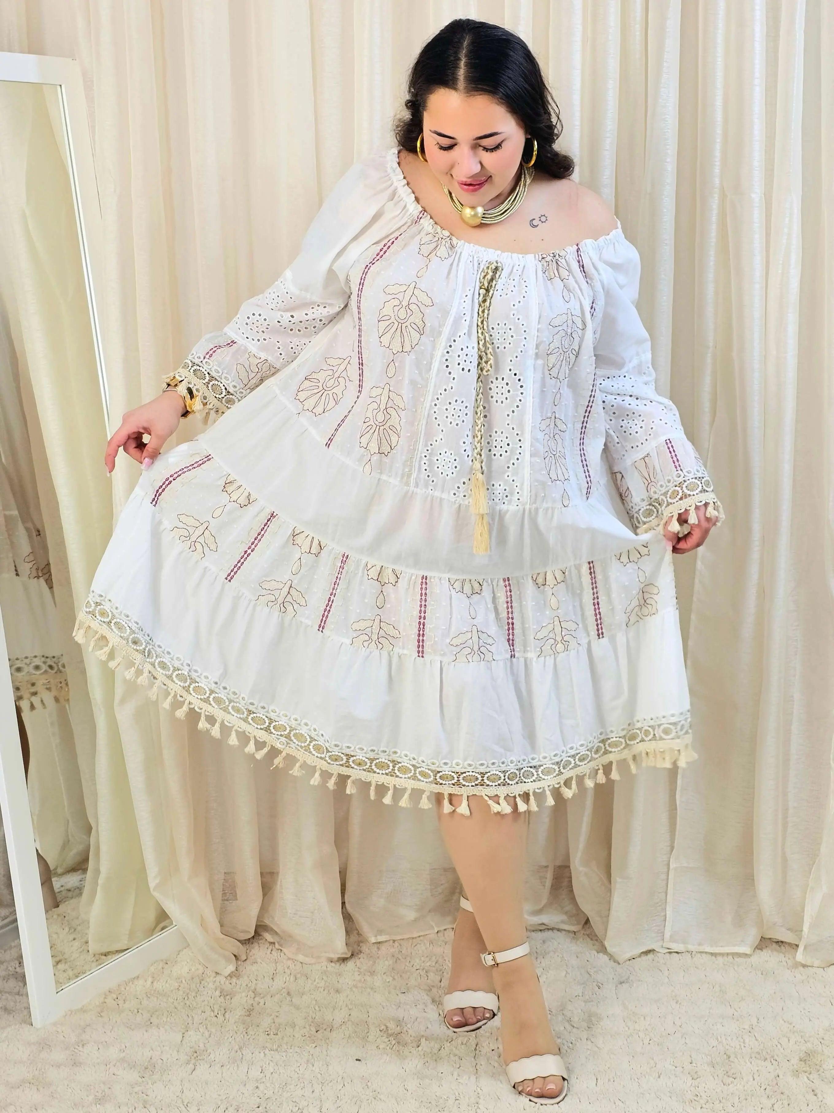 Krótka bawełniana sukienka w stylu boho Stylowa XL