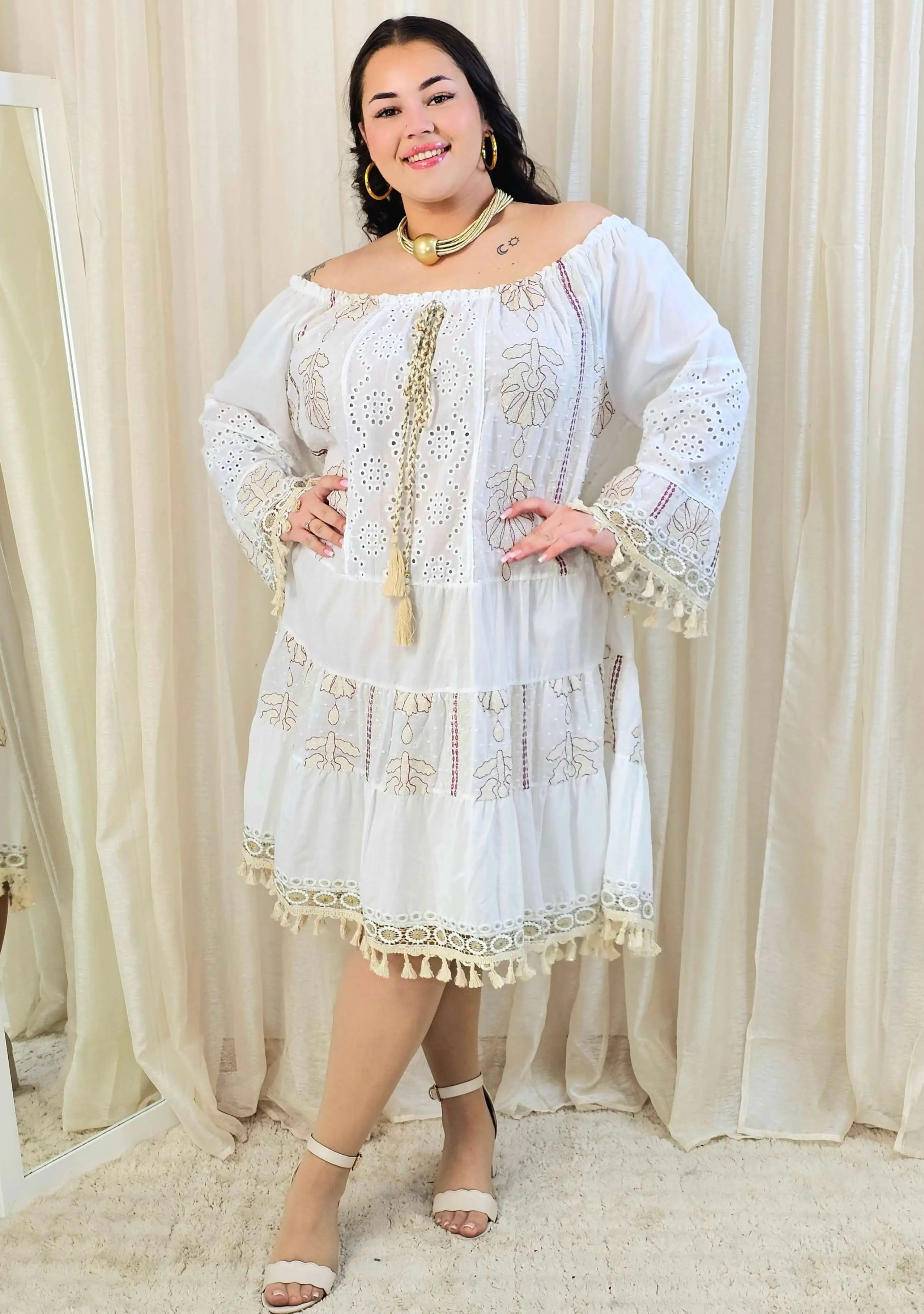 Krótka bawełniana sukienka w stylu boho Stylowa XL