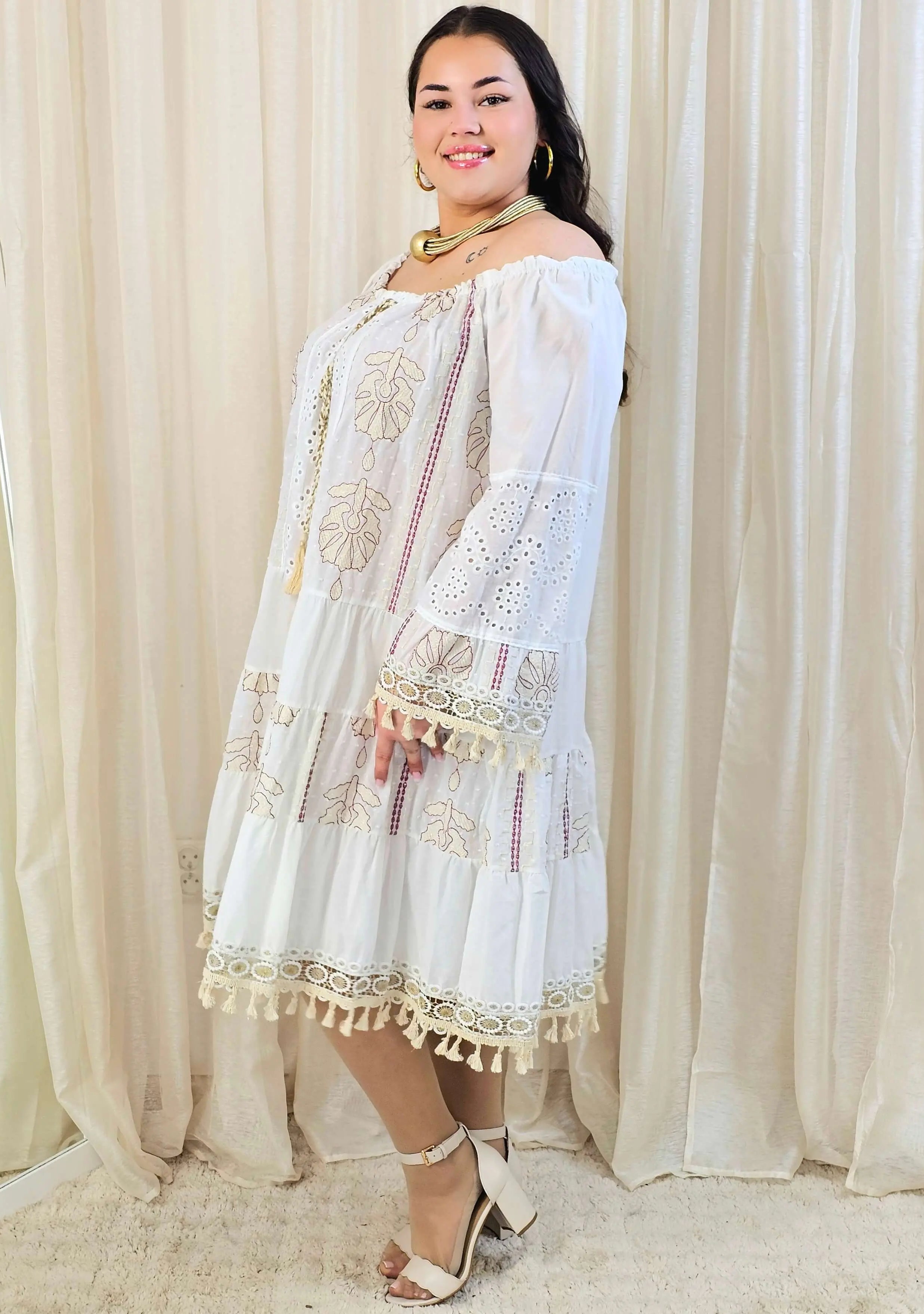 Krótka bawełniana sukienka w stylu boho Stylowa XL