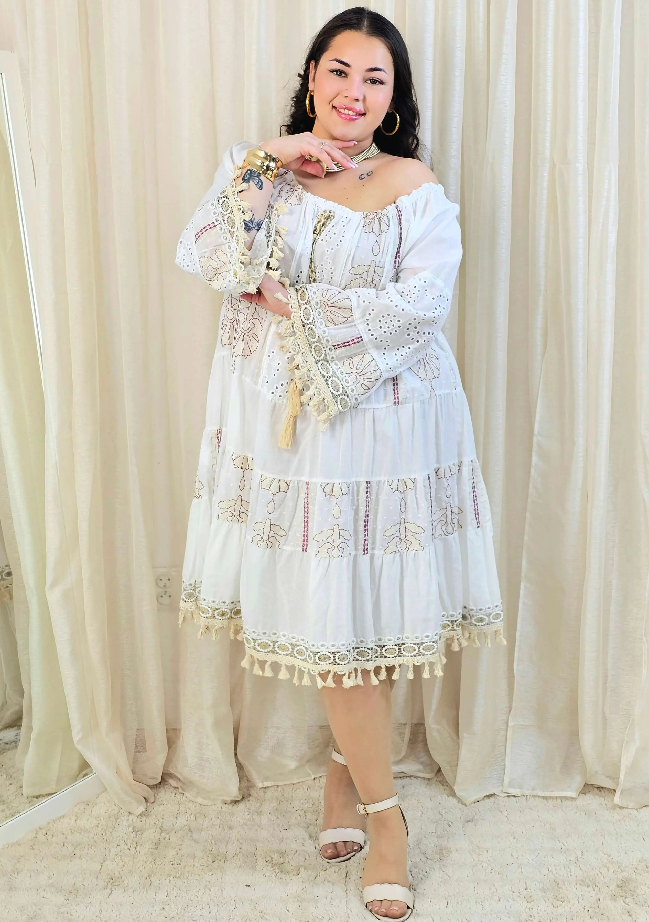 Krótka bawełniana sukienka w stylu boho Stylowa XL