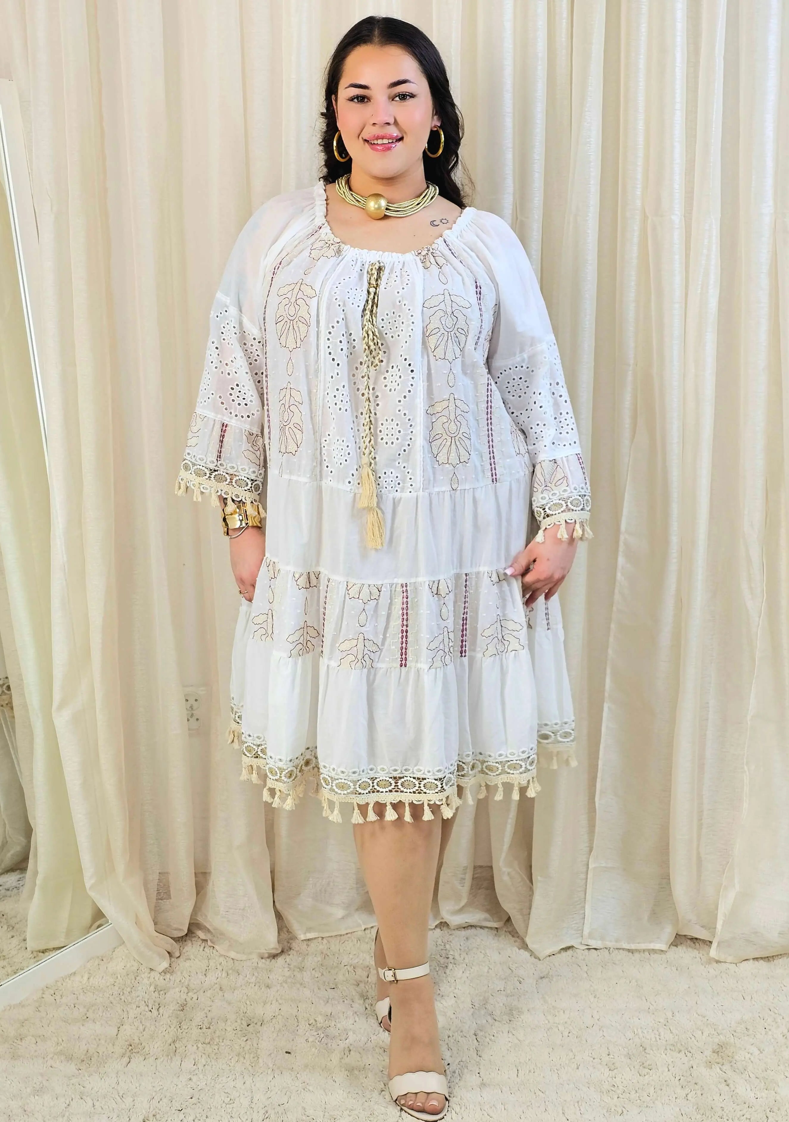 Krótka bawełniana sukienka w stylu boho Stylowa XL