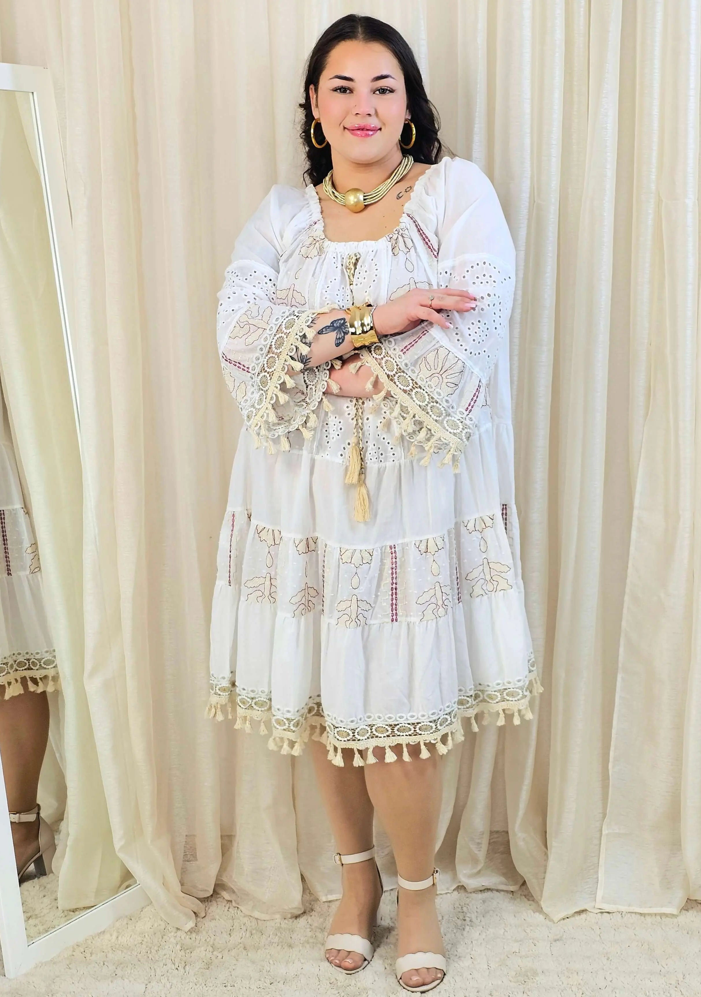 Krótka bawełniana sukienka w stylu boho Stylowa XL