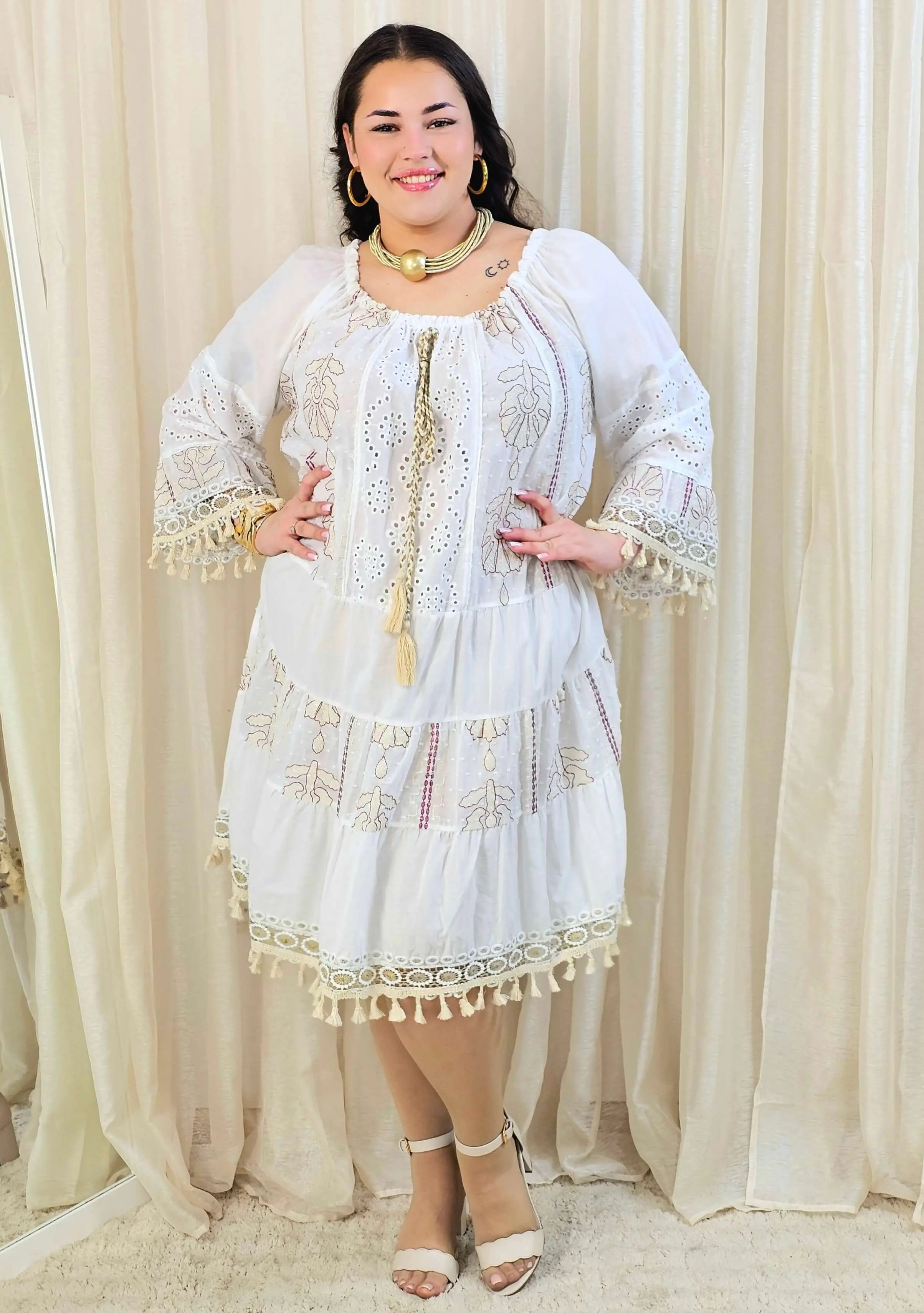 Krótka bawełniana sukienka w stylu boho Stylowa XL