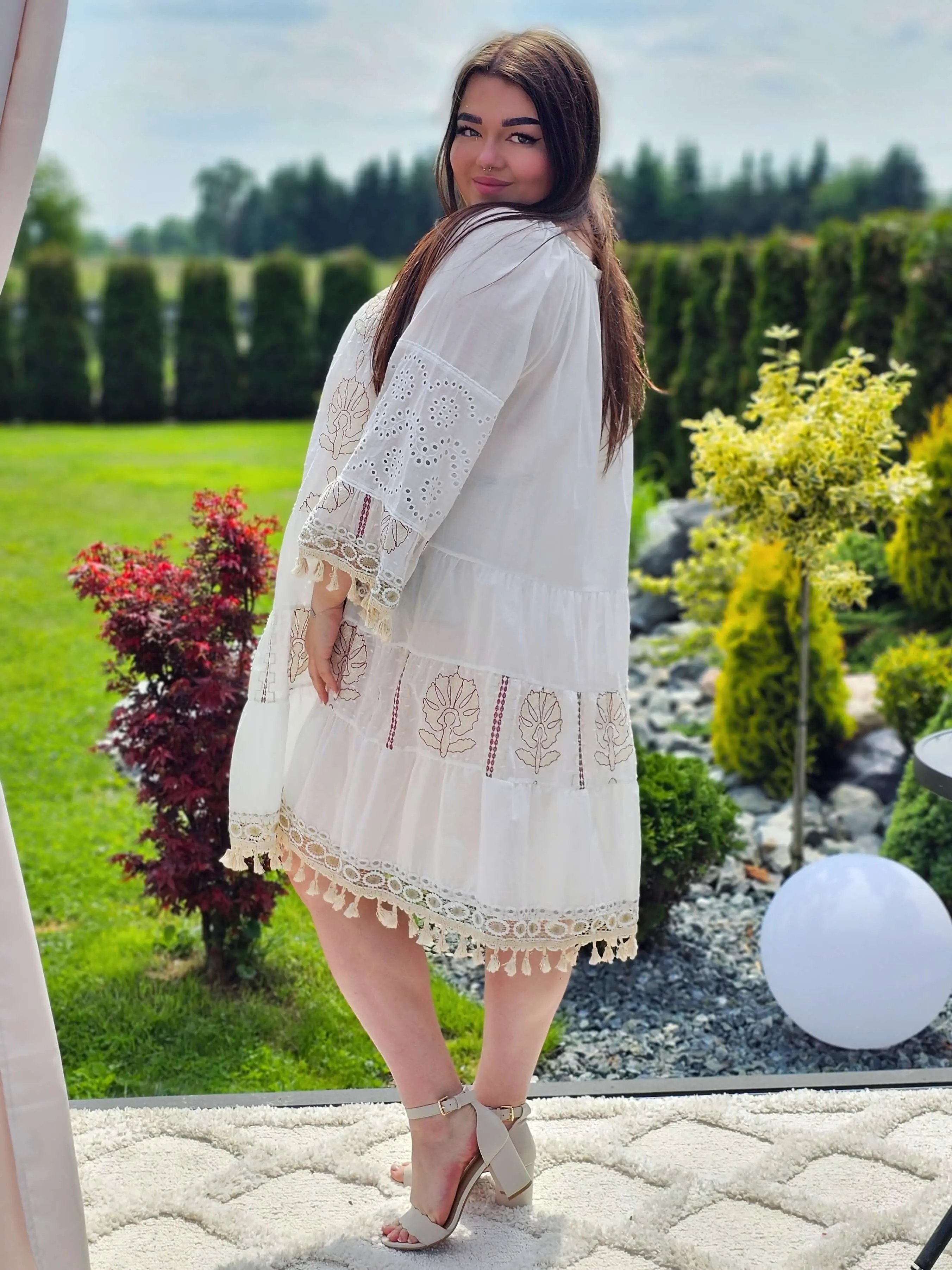 Krótka bawełniana sukienka w stylu boho Stylowa XL