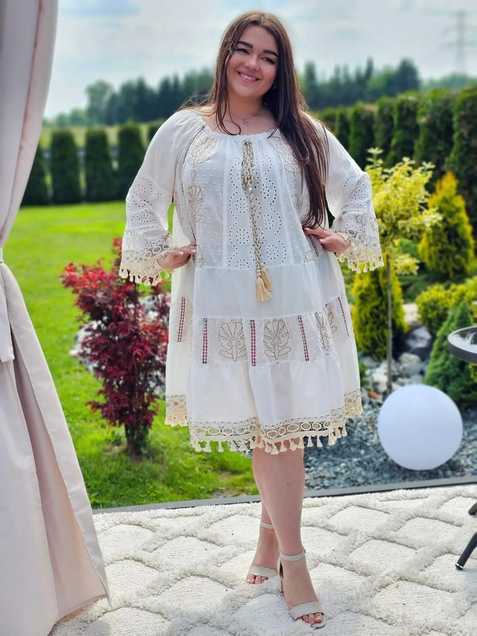 Krótka bawełniana sukienka w stylu boho Stylowa XL