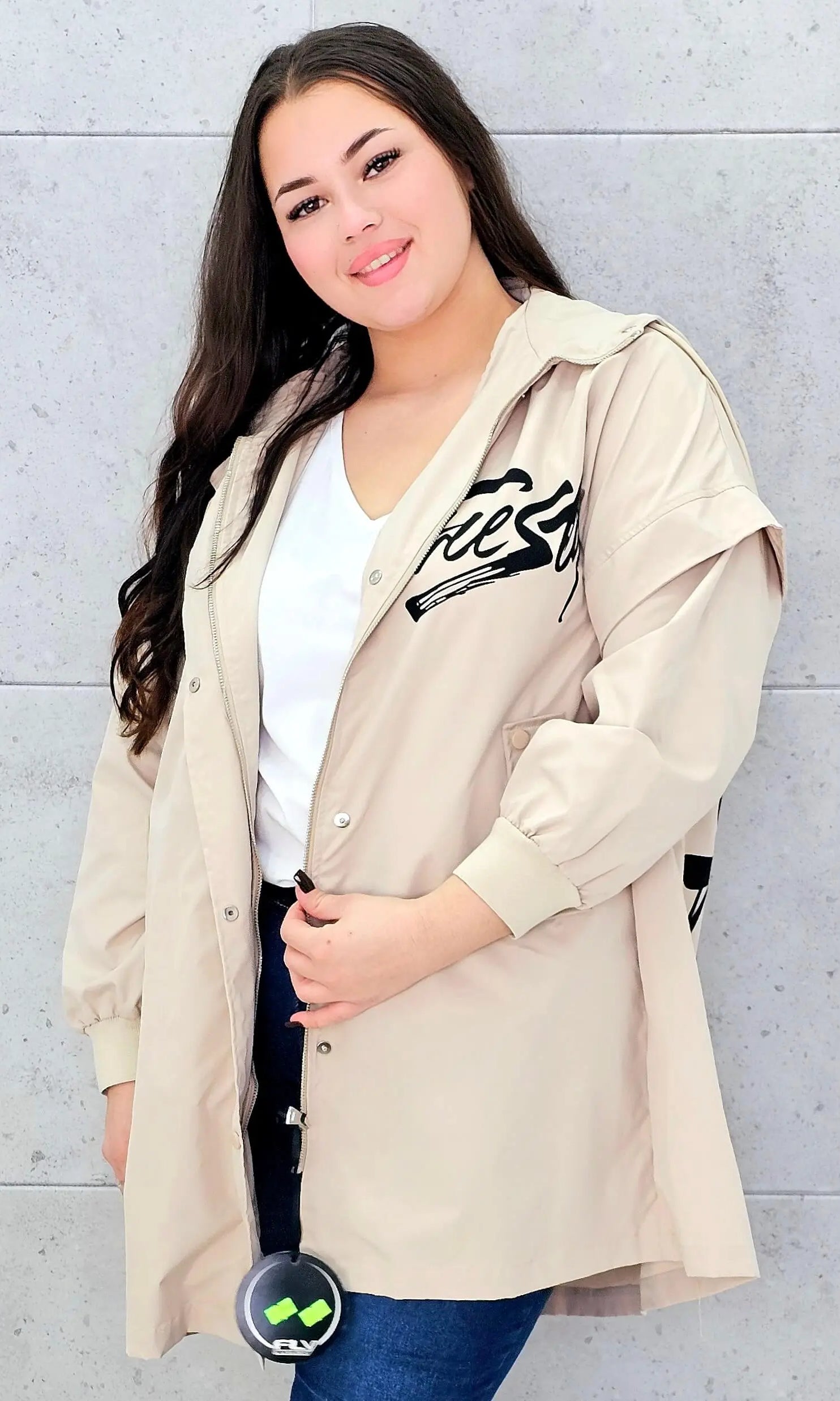 Kurtka damska z nadrukiem freestyle XXL – modny miejski styl w wersji plus size Stylowa XL