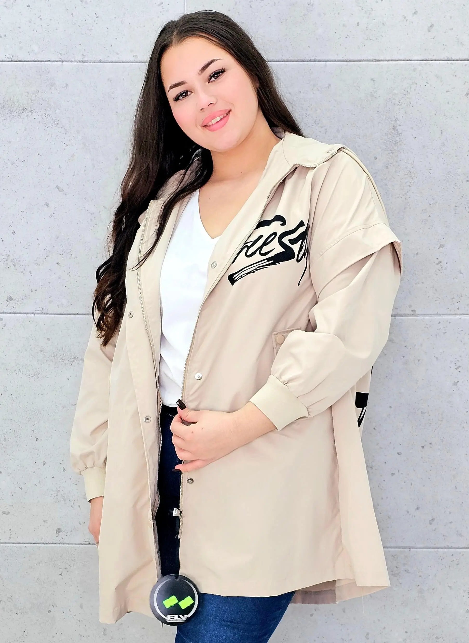 Kurtka damska z nadrukiem freestyle XXL – modny miejski styl w wersji plus size Stylowa XL