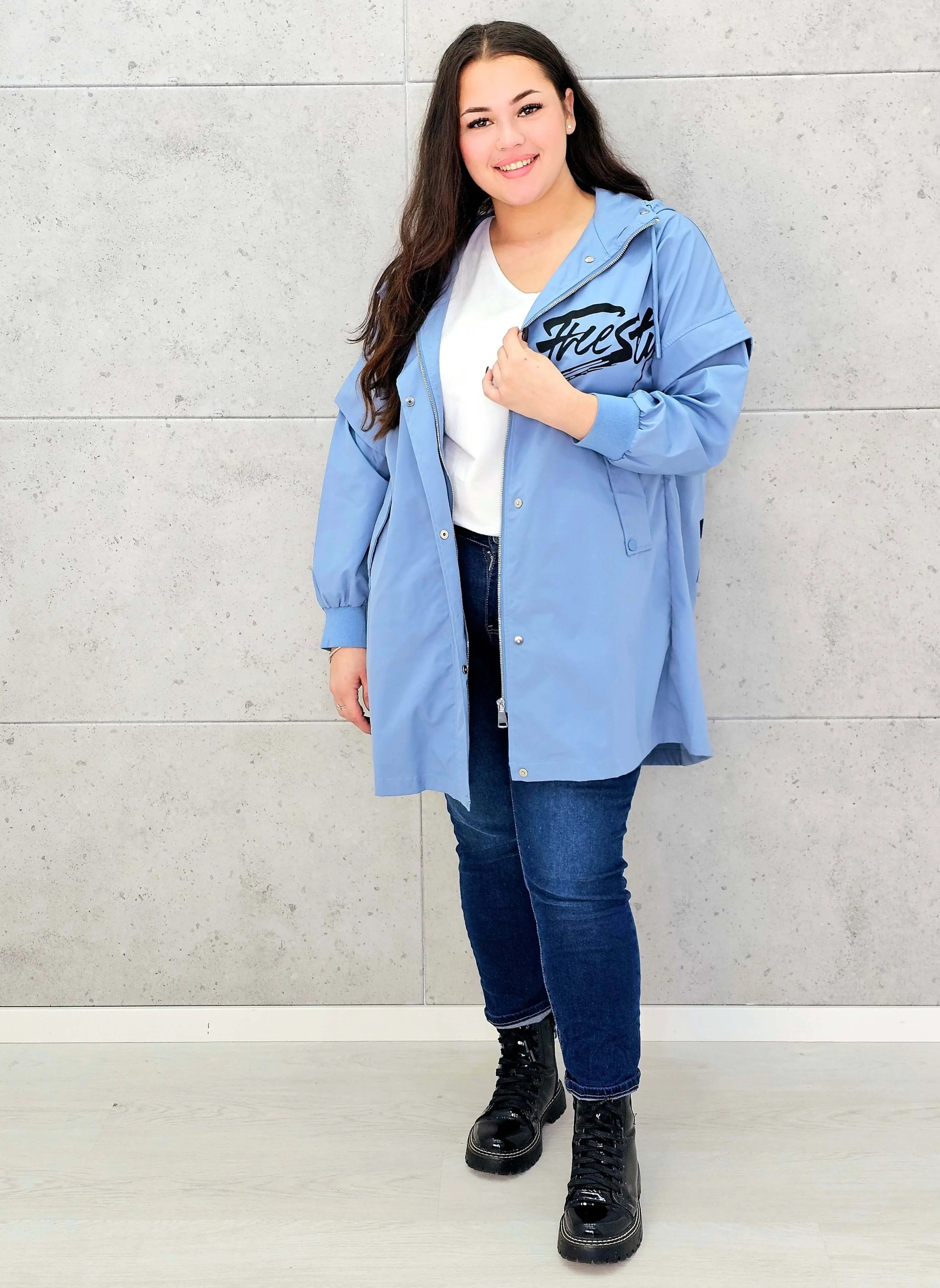 Kurtka damska z nadrukiem freestyle XXL – modny miejski styl w wersji plus size Stylowa XL