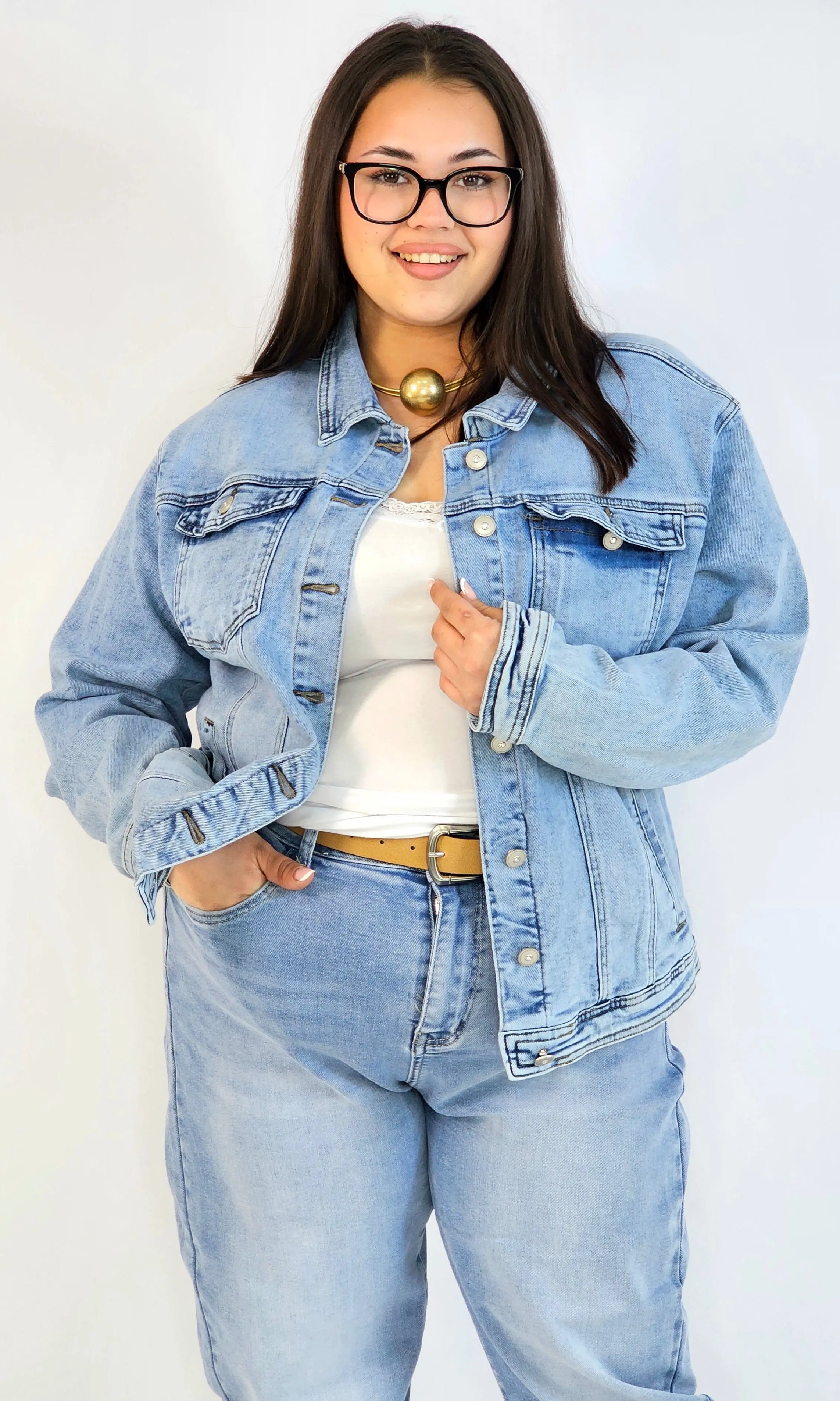 Kurtka jeansowa plus size – klasyczna katana jeansowa damska Stylowa XL