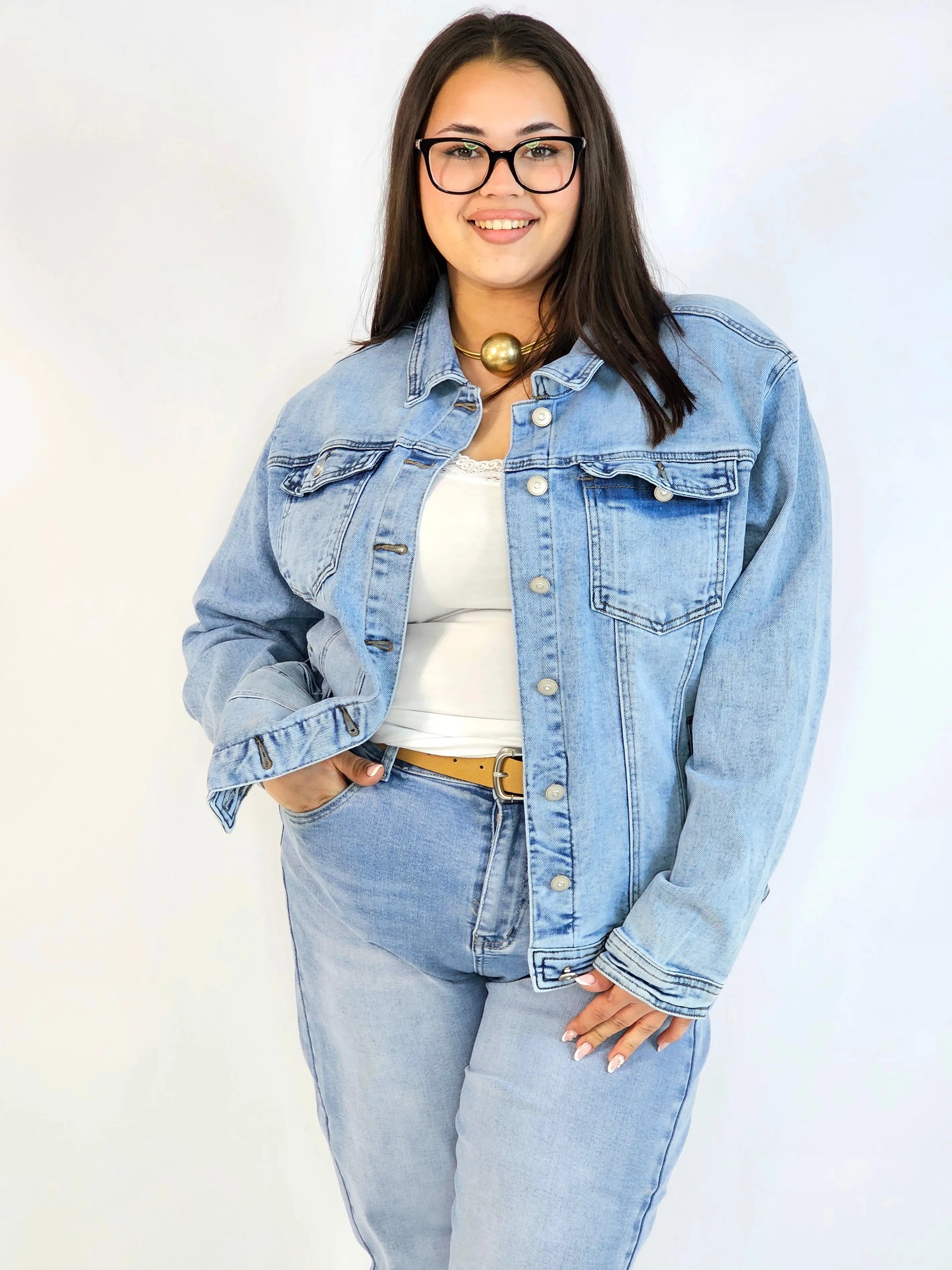 Kurtka jeansowa plus size – klasyczna katana jeansowa damska Stylowa XL