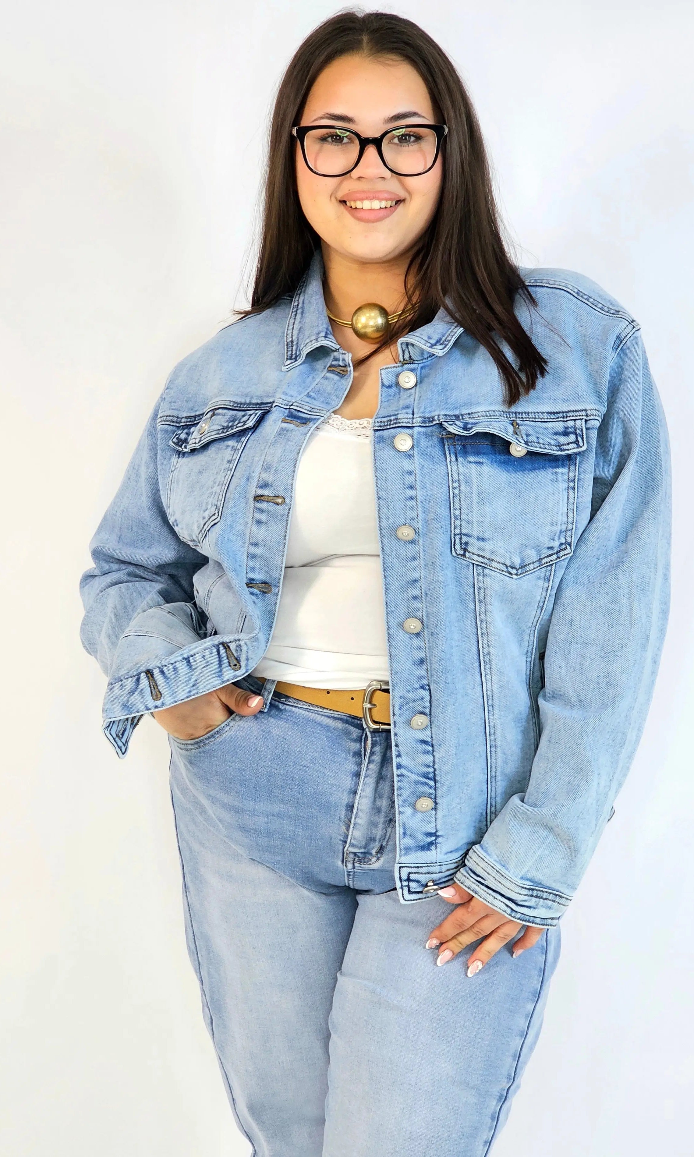 Kurtka jeansowa plus size – klasyczna katana jeansowa damska Stylowa XL